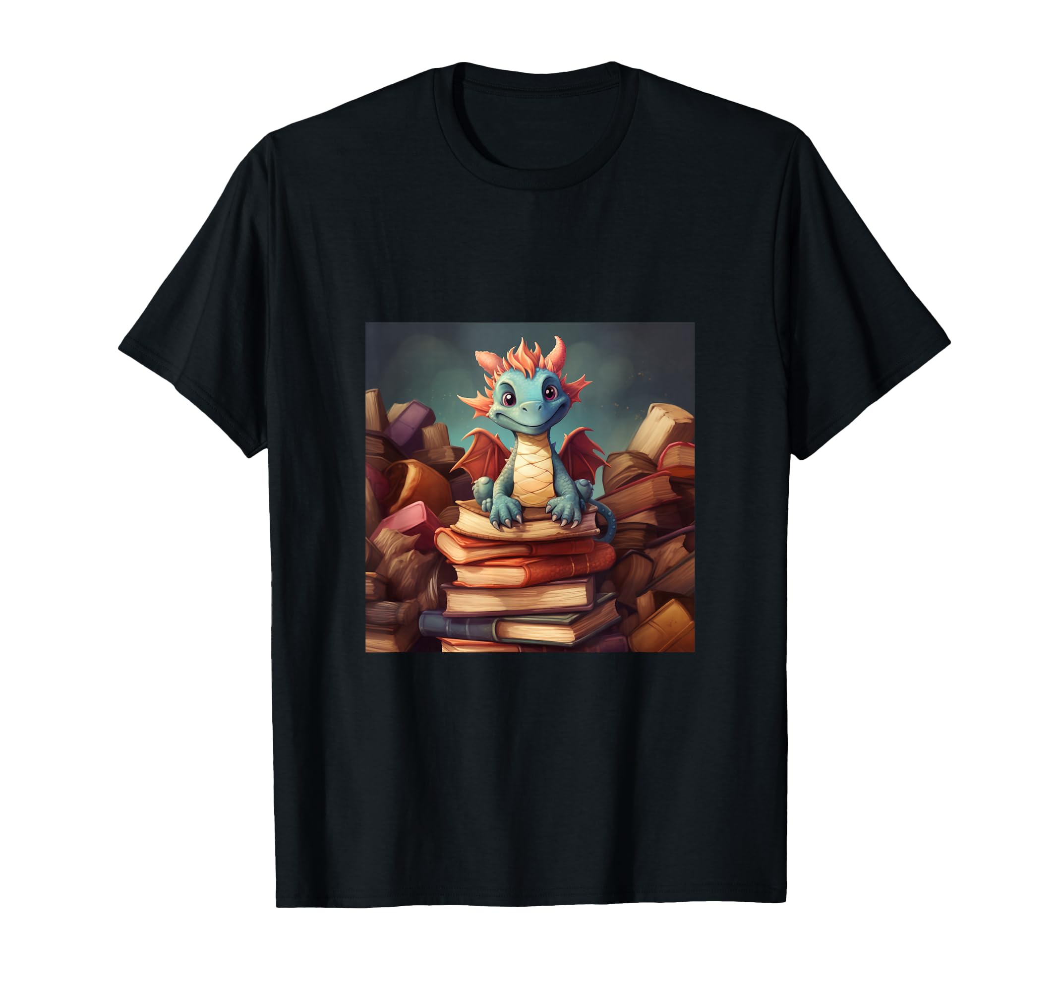 Book Nerd Dragon Reading Library T-Shirt - Fun Novelty Design Unisex - T-Shirt, Sweatshirt, Hoodie