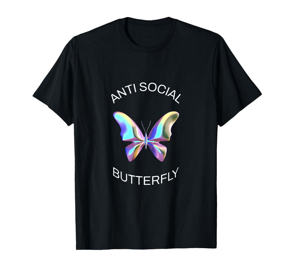 Anti Social Butterfly Introverts T-Shirt - Minimalist Print Men Women - T-Shirt, Sweatshirt, Hoodie