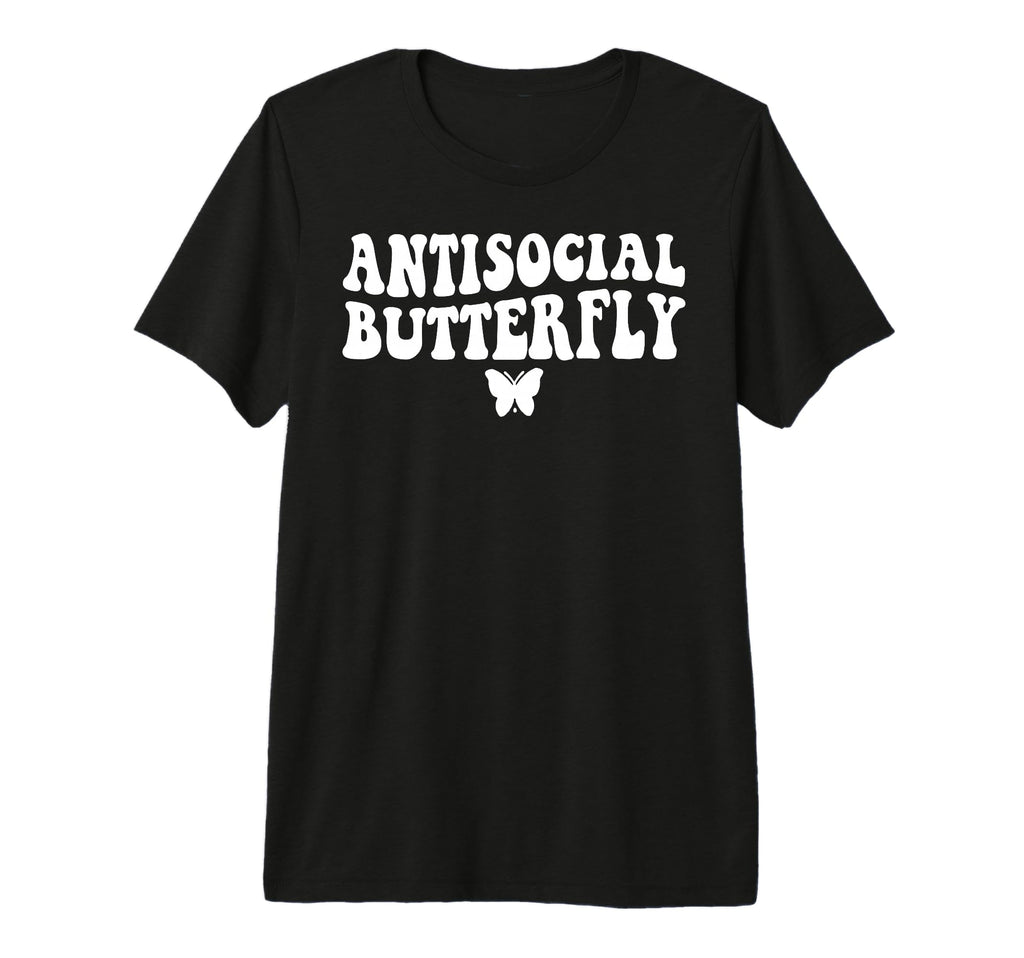 Antisocial Butterfly Tri Blend T-Shirt - Fun Novelty Design Unisex - T-Shirt, Sweatshirt, Hoodie
