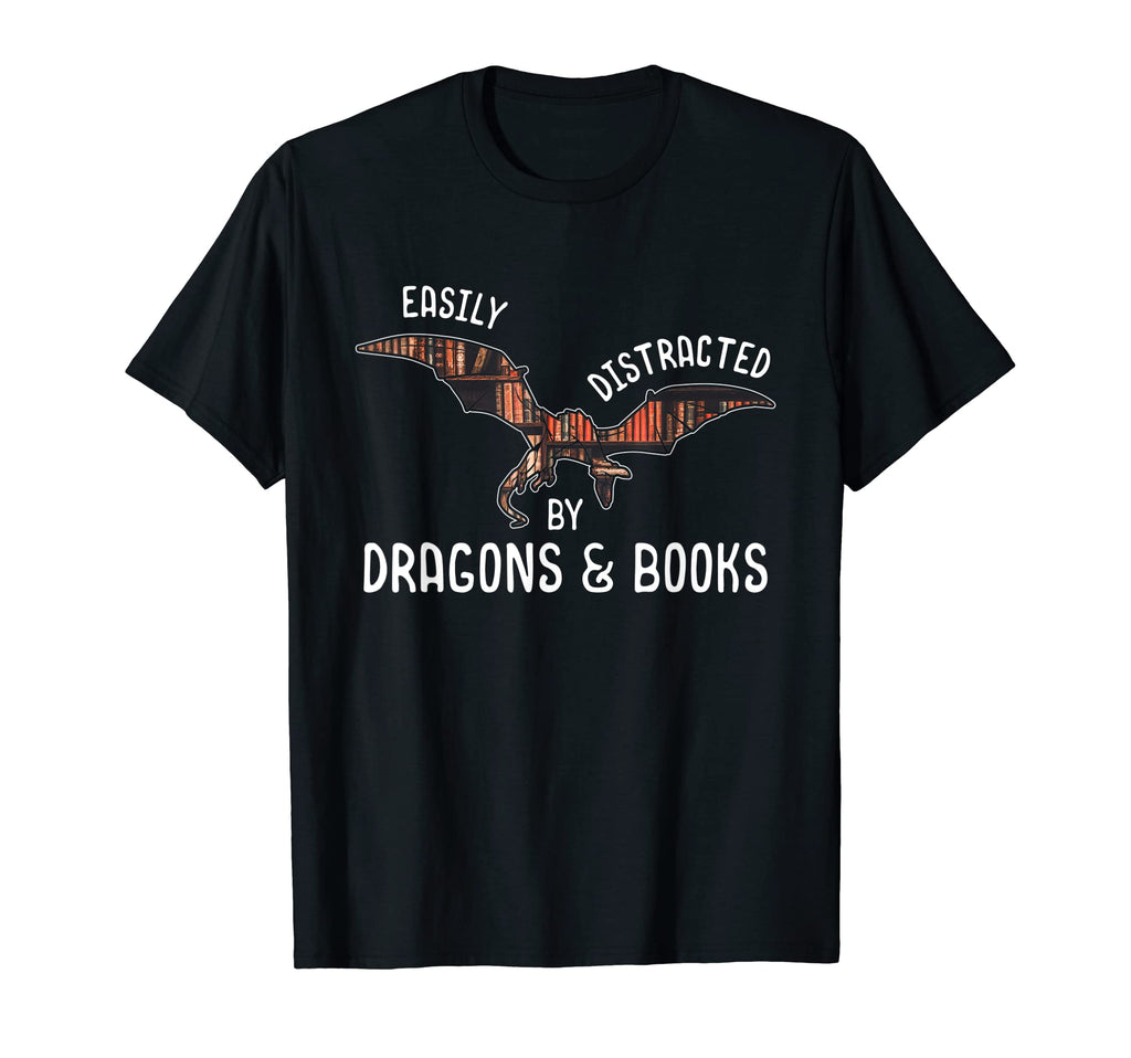 Easily Distracted Dragons And Books T-Shirt - Trendy Graphic Men Women - T-Shirt, Sweatshirt, Hoodie