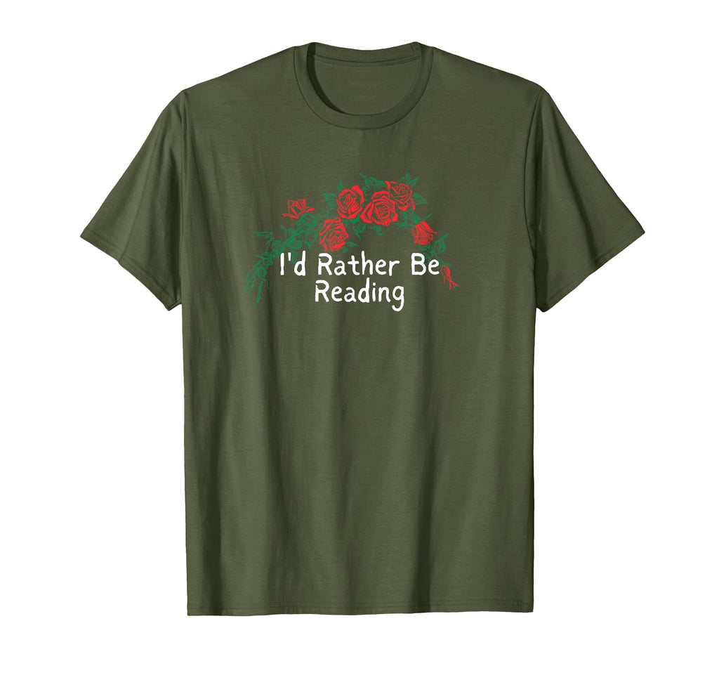 Flowers Red Id Rather Be Reading T-Shirt - Aesthetic Graphic Men Women - T-Shirt, Sweatshirt, Hoodie
