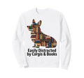 Corgi Art Books Nerds Corgi Sweatshirt - Custom Art Print for Adults - T-Shirt, Sweatshirt, Hoodie