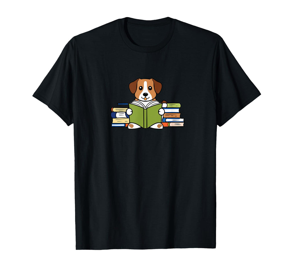 Puppy Reading Books Hobby Literature T-Shirt - Unique Graphic for Adults - T-Shirt, Sweatshirt, Hoodie