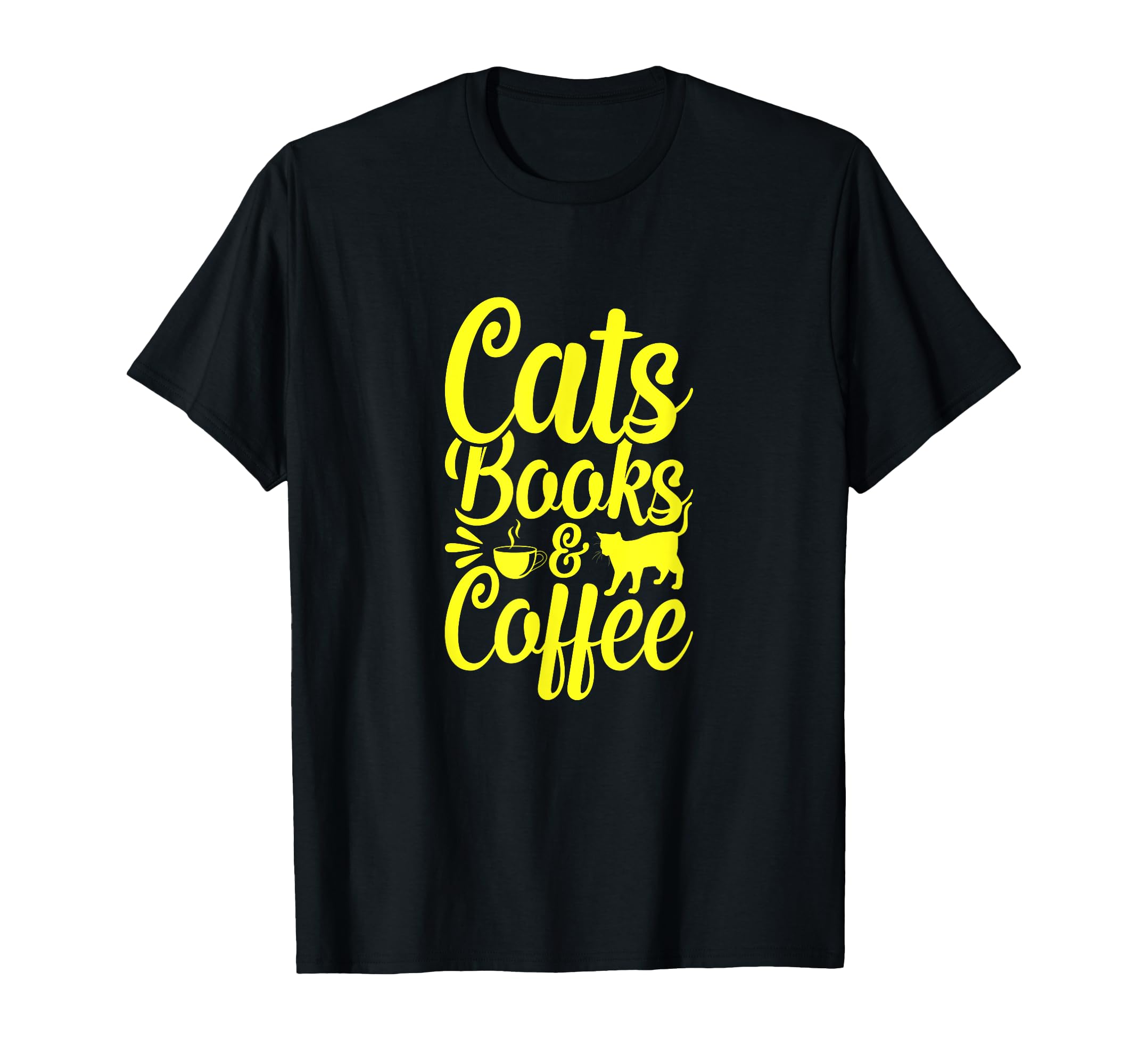 Funny I Love Cats Books And Coffee T-Shirt - Graphic Print Unisex - T-Shirt, Sweatshirt, Hoodie