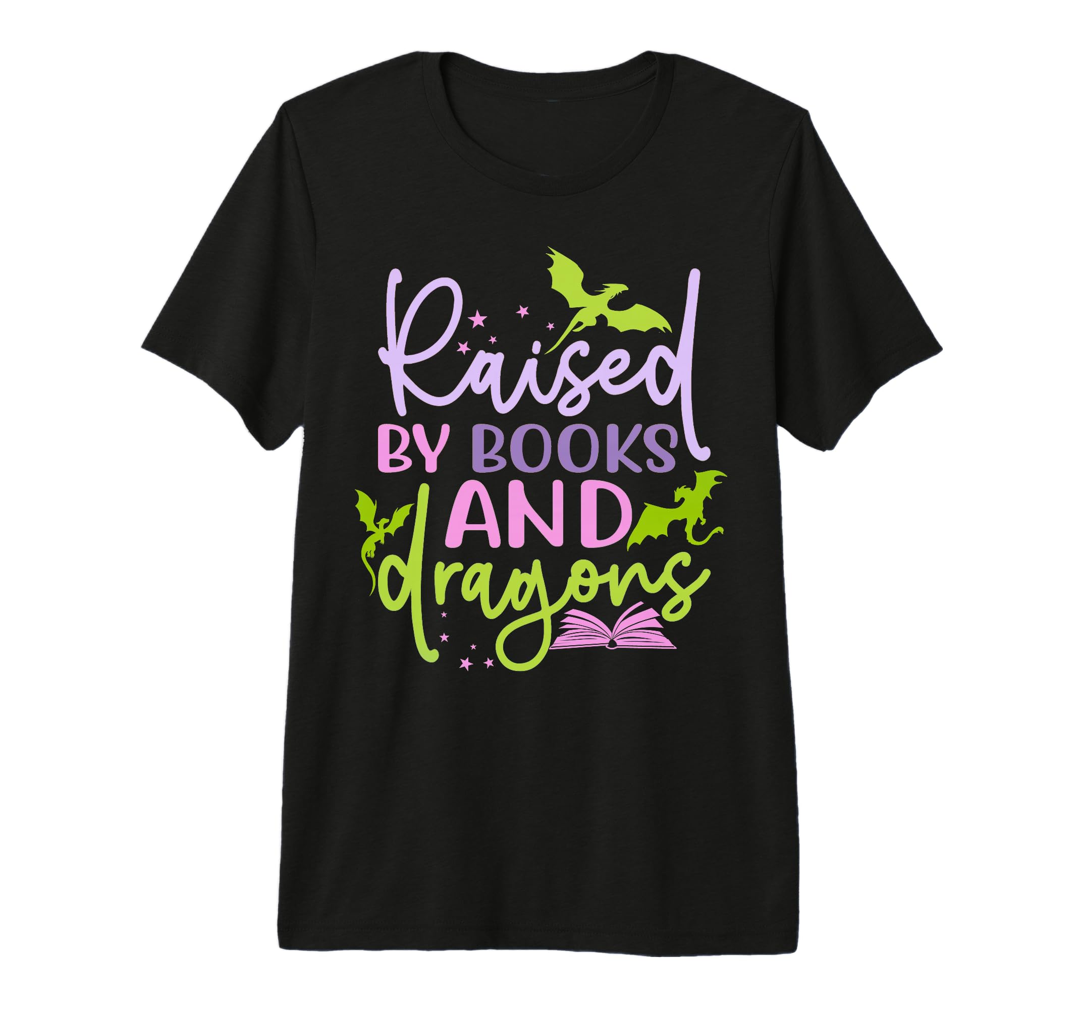 Raised Books And Dragons Fantasy Book T-Shirt - Trendy Graphic for Adults - T-Shirt, Sweatshirt, Hoodie