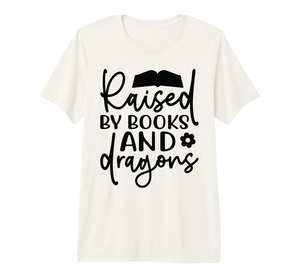 Raised Books And Dragons Fantasy Book T-Shirt - Custom Art Print Unisex - T-Shirt, Sweatshirt, Hoodie