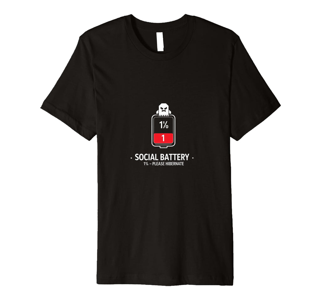 Social Battery Low Outline Icon T-Shirt - Aesthetic Graphic Men Women - T-Shirt, Sweatshirt, Hoodie