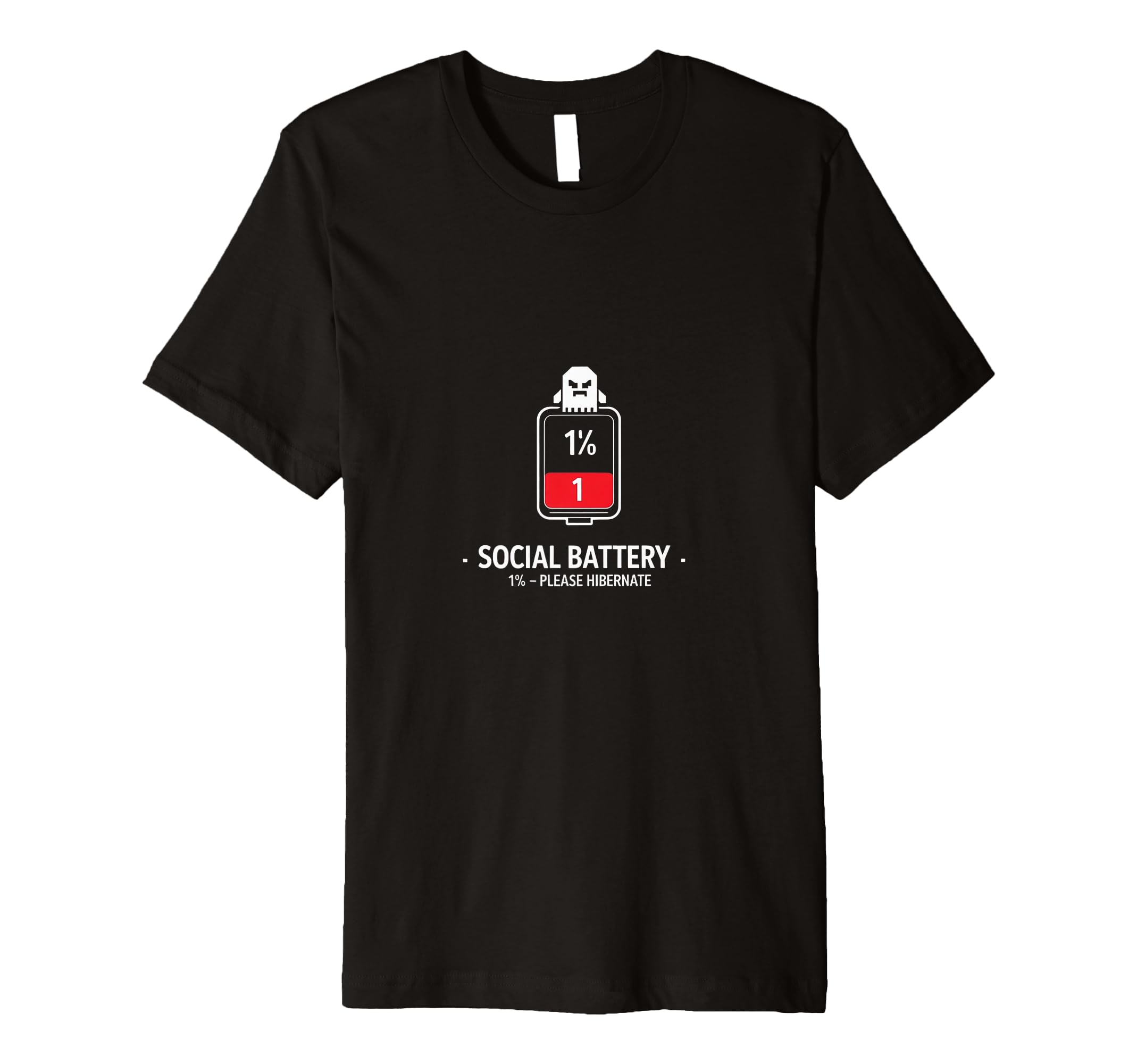 Social Battery Low Outline Icon T-Shirt - Aesthetic Graphic Men Women - T-Shirt, Sweatshirt, Hoodie