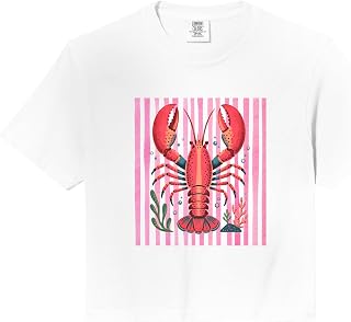 Lobster Colorful Fishing Sea Lover Summer Preppy Comfort Colors Crop Top Unisex T-shirt, Sweatshirt, Hoodie, Long Sleeve Tee - T-Shirt, Sweatshirt, Hoodie