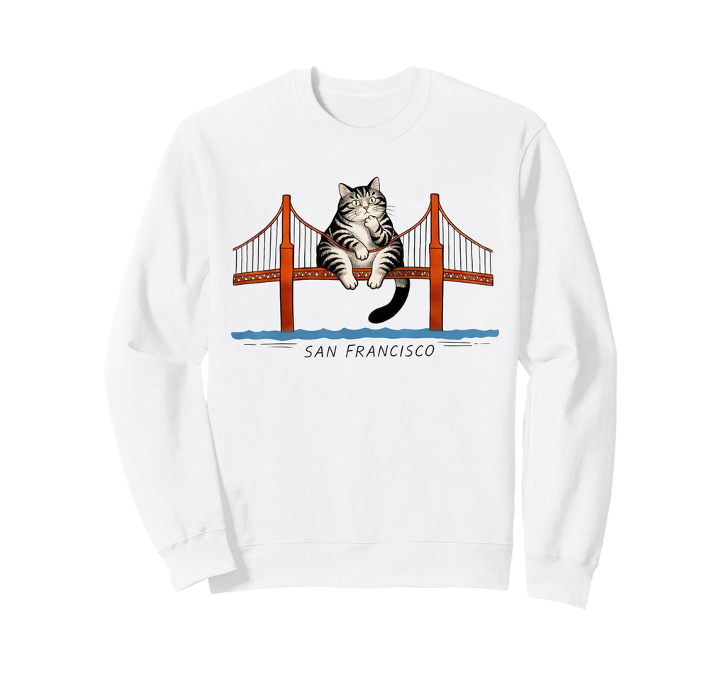 San Francisco Cat Golden Gates Sweatshirt - Graphic Print for Adults - T-Shirt, Sweatshirt, Hoodie