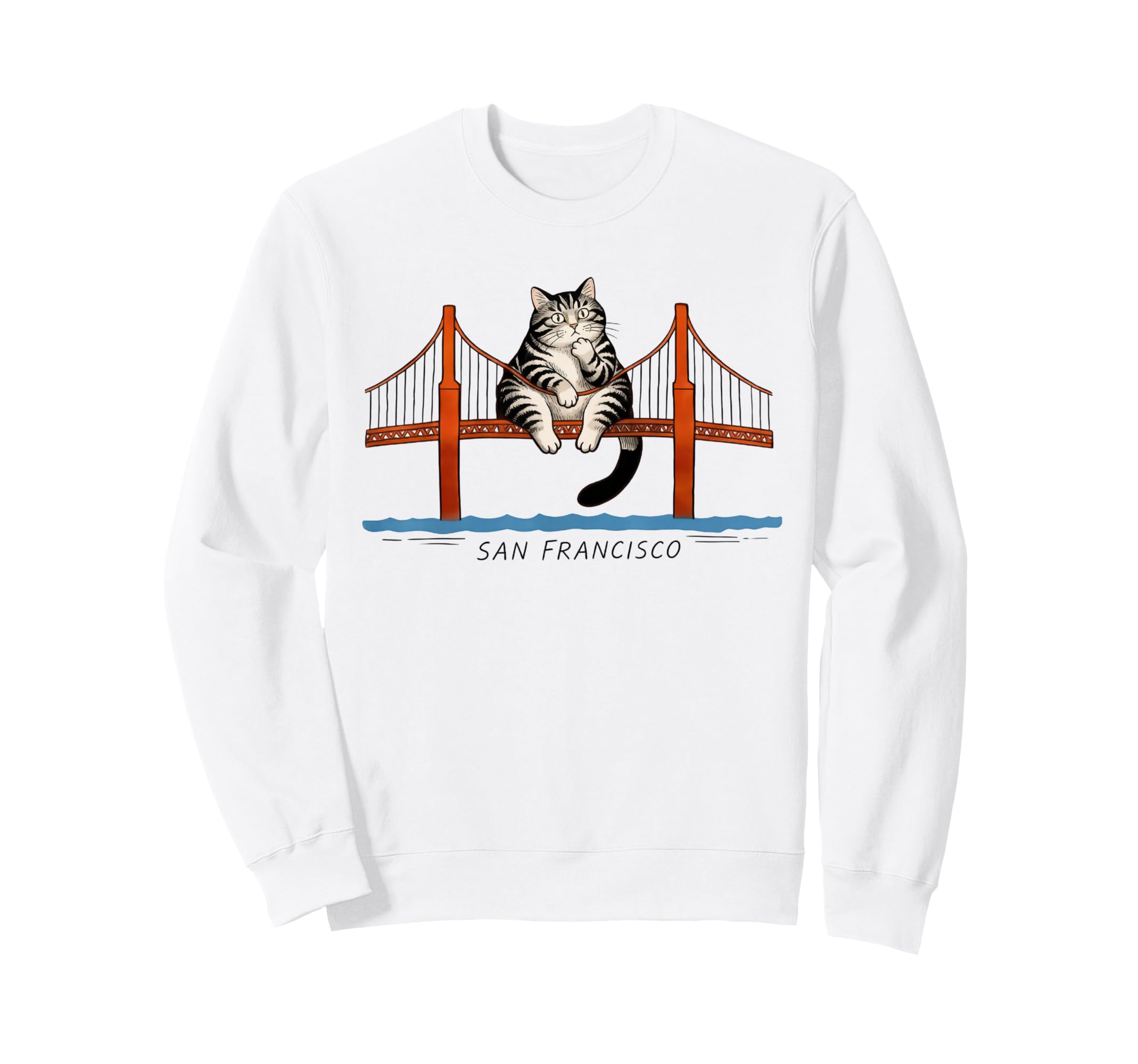 San Francisco Cat Golden Gates Sweatshirt - Graphic Print for Adults - T-Shirt, Sweatshirt, Hoodie