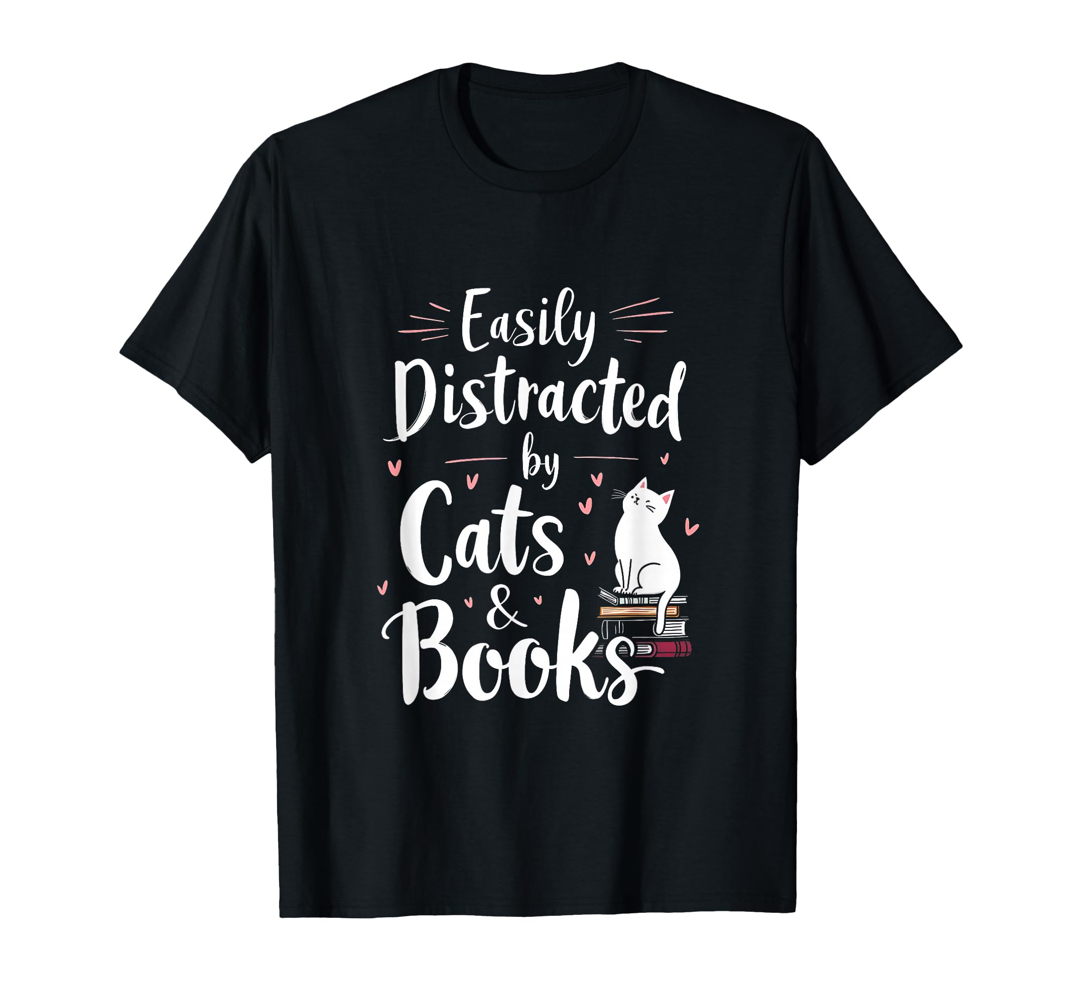 Funny Bibliophile Easily Distracted T-Shirt - Minimalist Print for Adults - T-Shirt, Sweatshirt, Hoodie