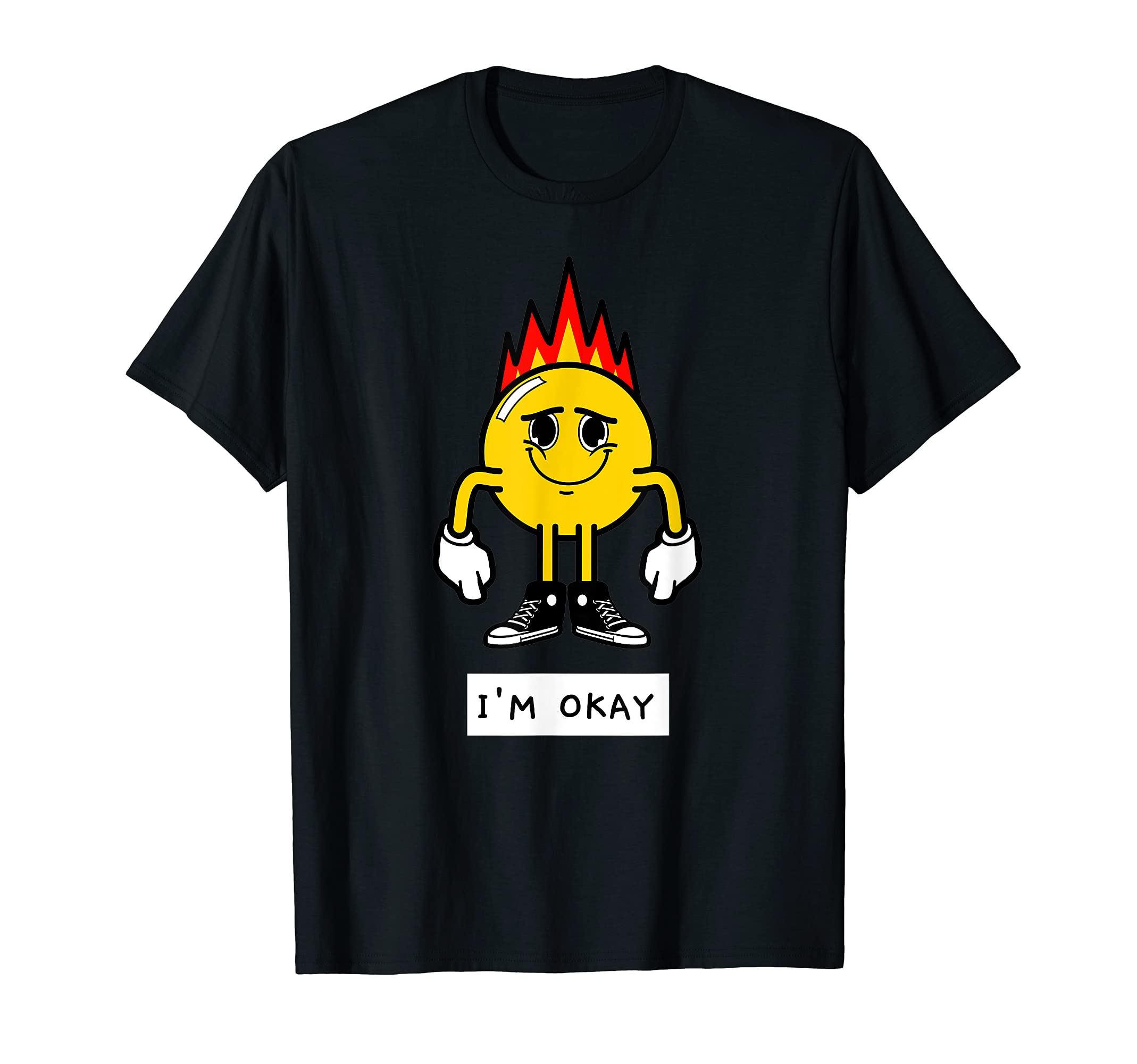 Im Okay Hair Fire Emoticon Mental Health T-Shirt - Unique Graphic Men Women - T-Shirt, Sweatshirt, Hoodie