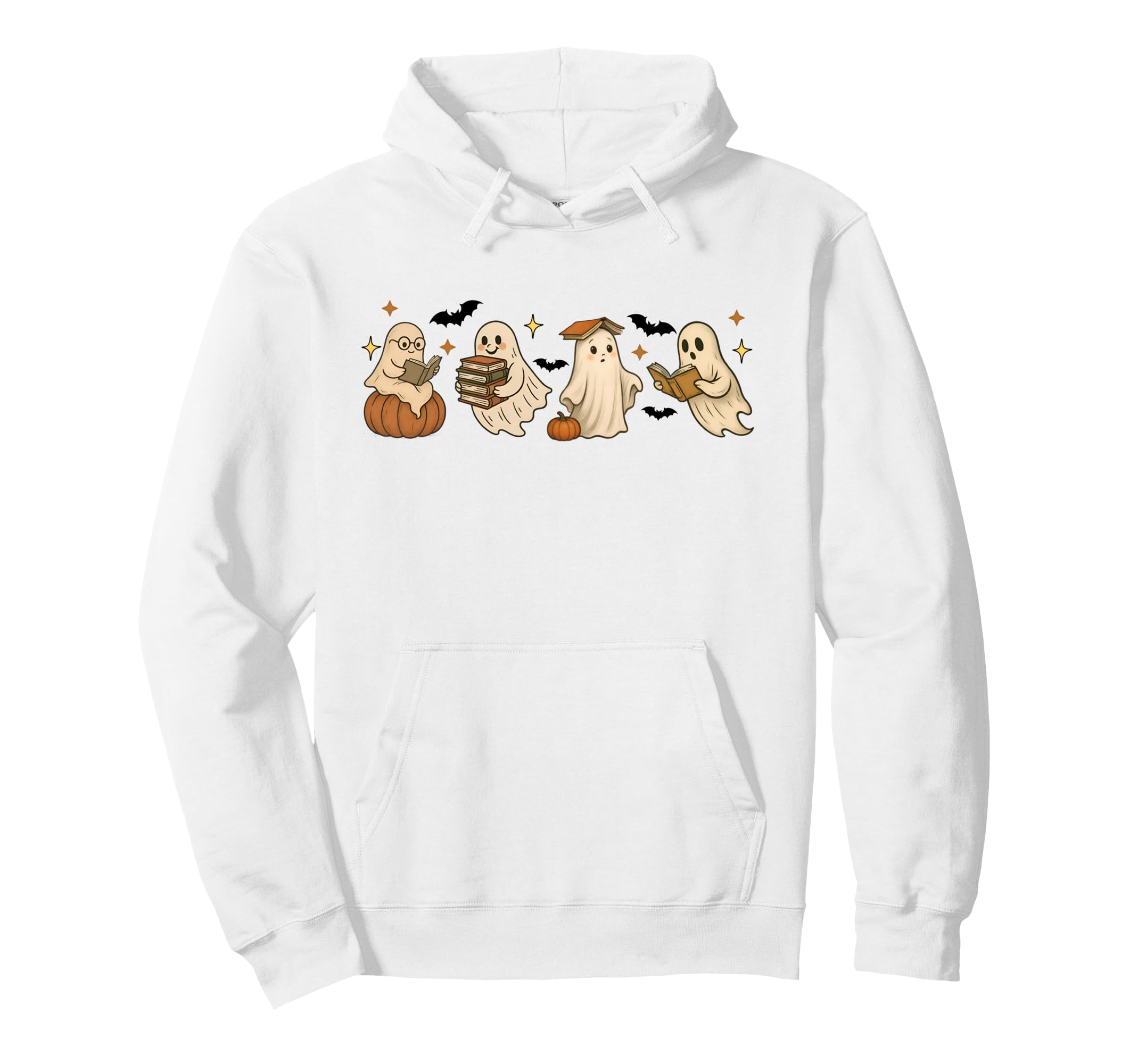 Halloween Ghost Book Lover Hoodie - Unique Graphic Unisex - T-Shirt, Sweatshirt, Hoodie
