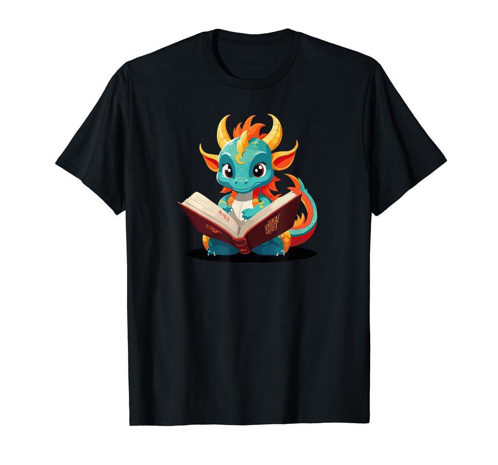 Dragon Is Reading Book Reading Chinese T-Shirt - Unique Graphic Unisex - T-Shirt, Sweatshirt, Hoodie