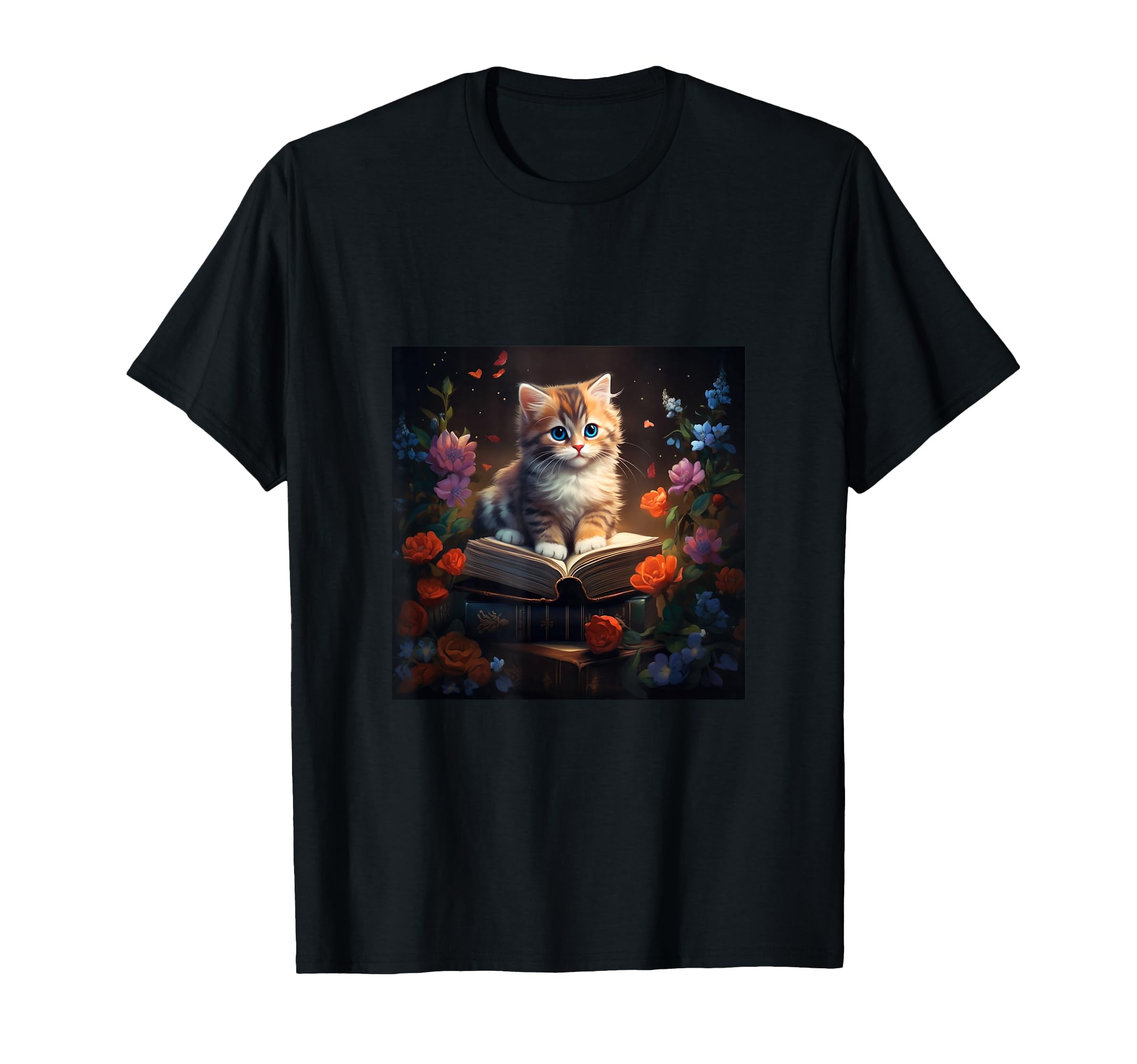 Book Nerd Cat Reading Flower Bookworm T-Shirt - Fun Novelty Design Unisex - T-Shirt, Sweatshirt, Hoodie