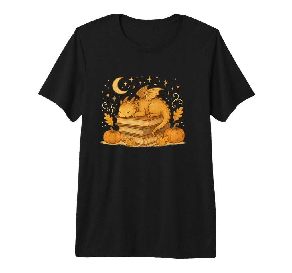 Fantasy Dragon Reading Books Pumpkins T-Shirt - Novelty Apparel for Adults - T-Shirt, Sweatshirt, Hoodie