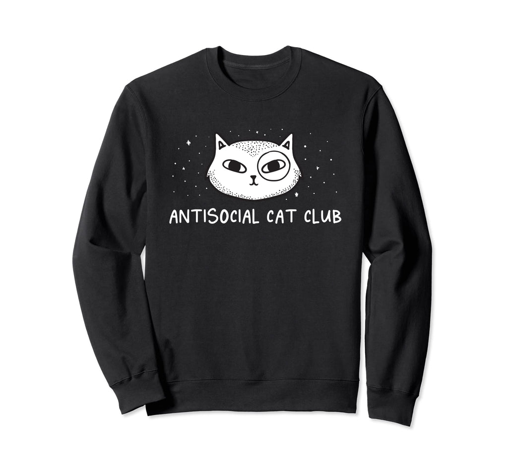 Antisocial Cat Club Introvert Cat Sweatshirt - Unique Graphic Men Women - T-Shirt, Sweatshirt, Hoodie