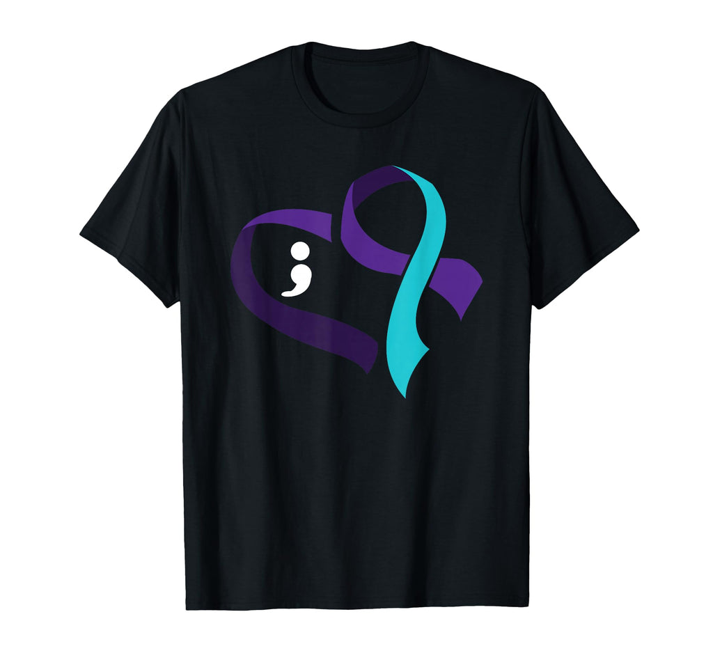 Suicide Prevention Heart Semicolon T-Shirt - Minimalist Print Men Women - T-Shirt, Sweatshirt, Hoodie