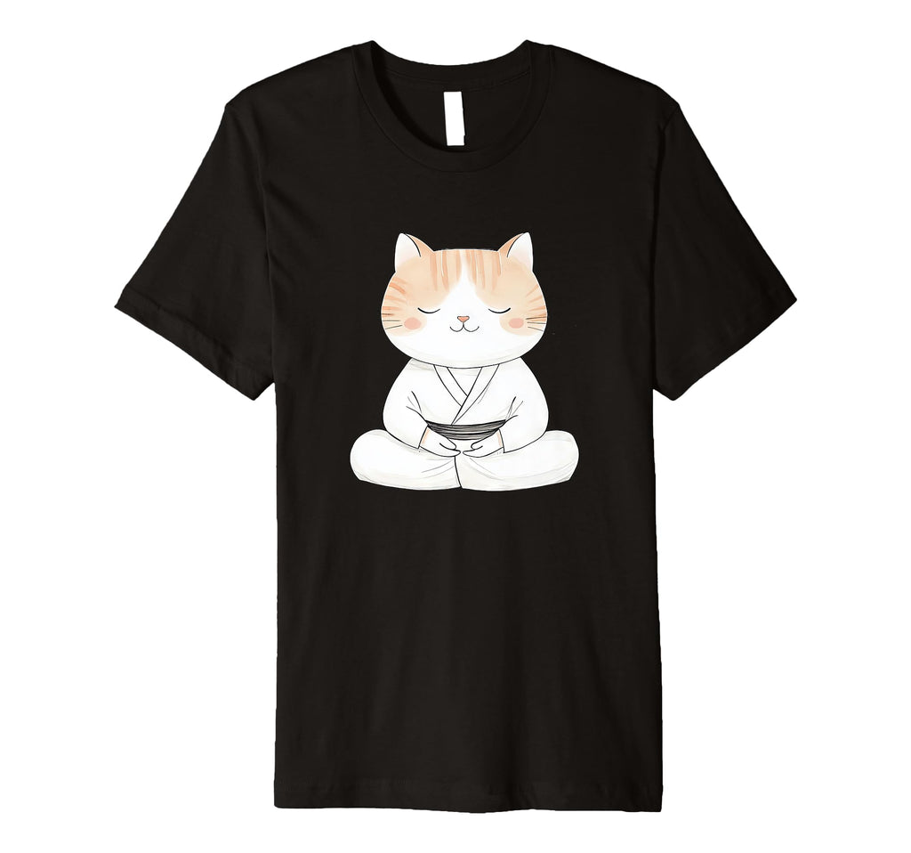 Zen Cat Meditation Art Yoga And T-Shirt - Minimalist Print for Adults - T-Shirt, Sweatshirt, Hoodie