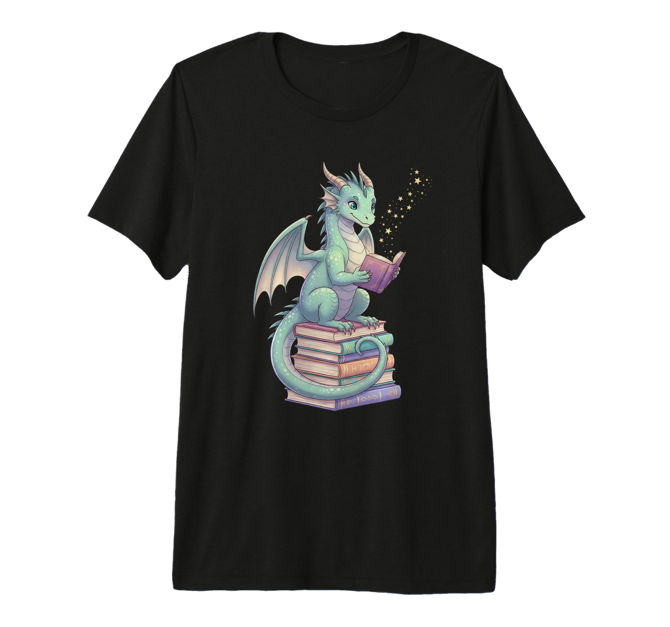 Pastel Dragon Reading Books Bookworm Funny T-Shirt - Trendy Graphic Unisex - T-Shirt, Sweatshirt, Hoodie