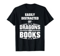 Easily Distracted Dragons And Books T-Shirt - Minimalist Print Unisex - T-Shirt, Sweatshirt, Hoodie