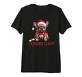 Frenchie Claus French Bulldog Dog Tri T-Shirt - Novelty Apparel for Adults - T-Shirt, Sweatshirt, Hoodie