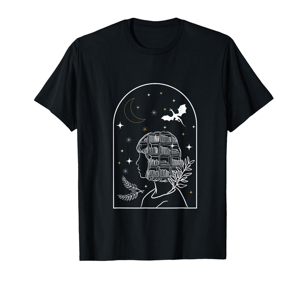 Fantasy Book Lover Dragon Books T-Shirt - Aesthetic Graphic for Adults - T-Shirt, Sweatshirt, Hoodie