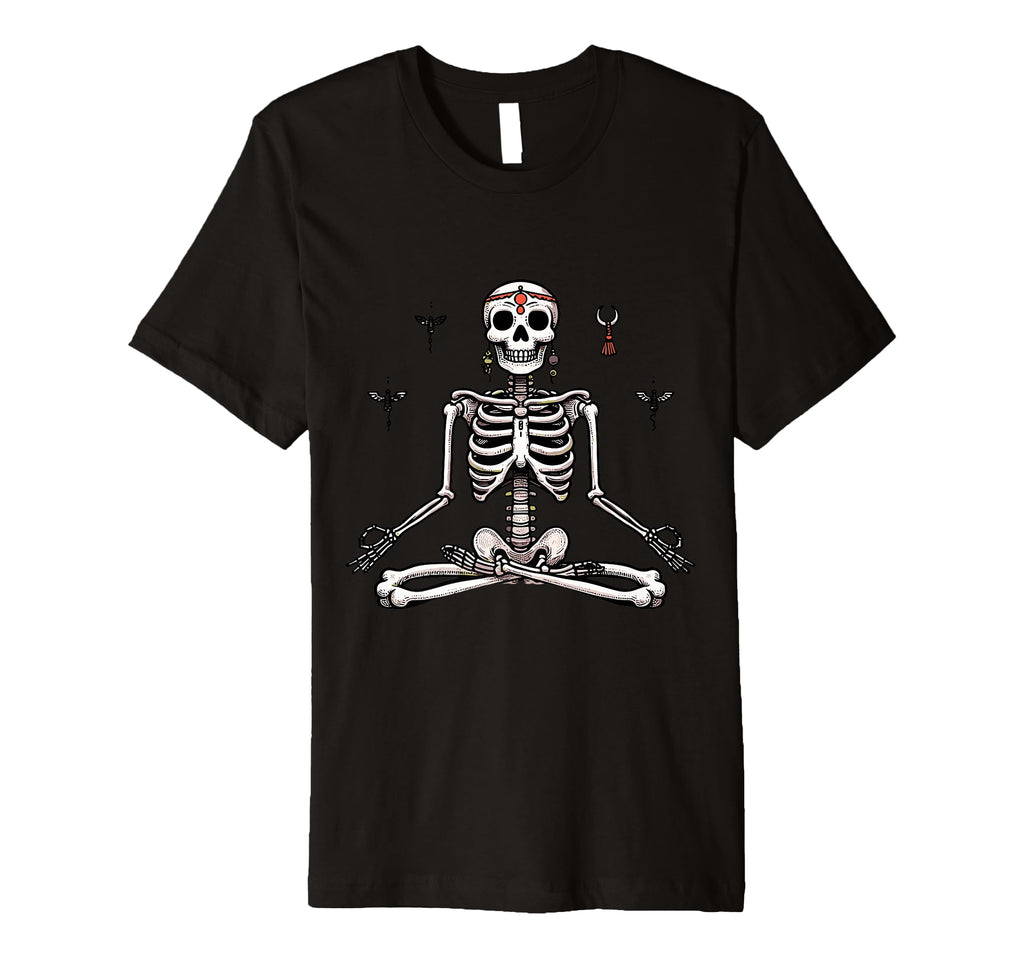 Meditation Skeleton Yoga Pose Relaxing T-Shirt - Minimalist Print Unisex - T-Shirt, Sweatshirt, Hoodie