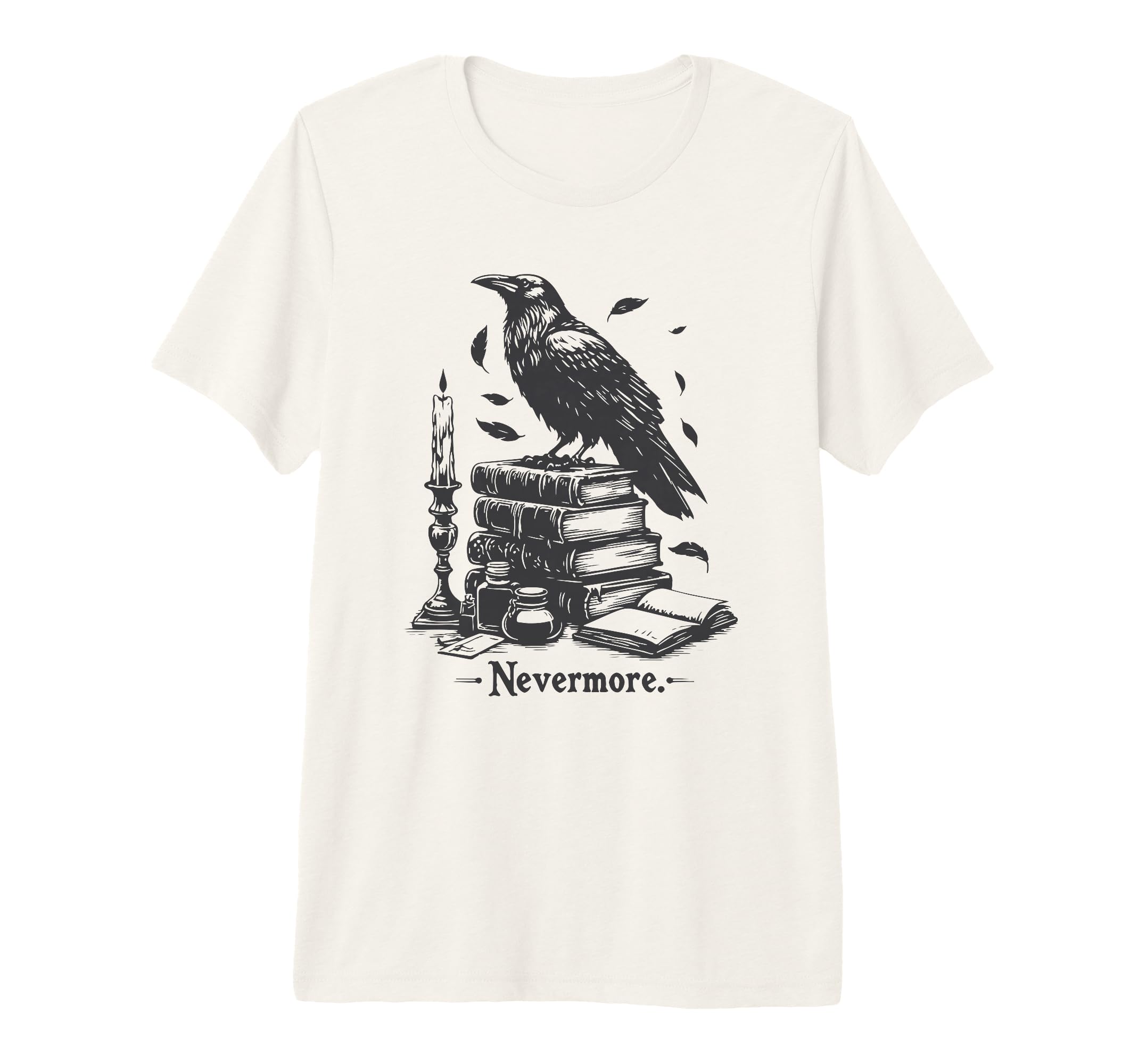 Raven Nevermore Edgar Allan Poe Tri T-Shirt - Custom Art Print Men Women - T-Shirt, Sweatshirt, Hoodie