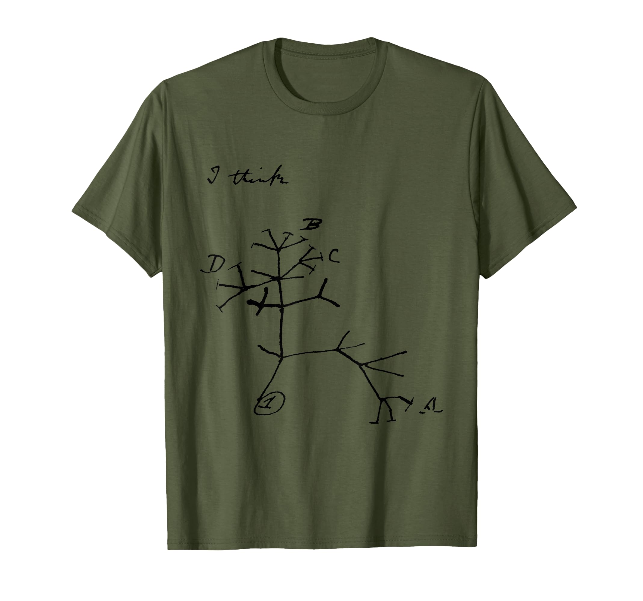 Charles Darwin I Think Evolution Sketch T-Shirt - Trendy Graphic Unisex - T-Shirt, Sweatshirt, Hoodie