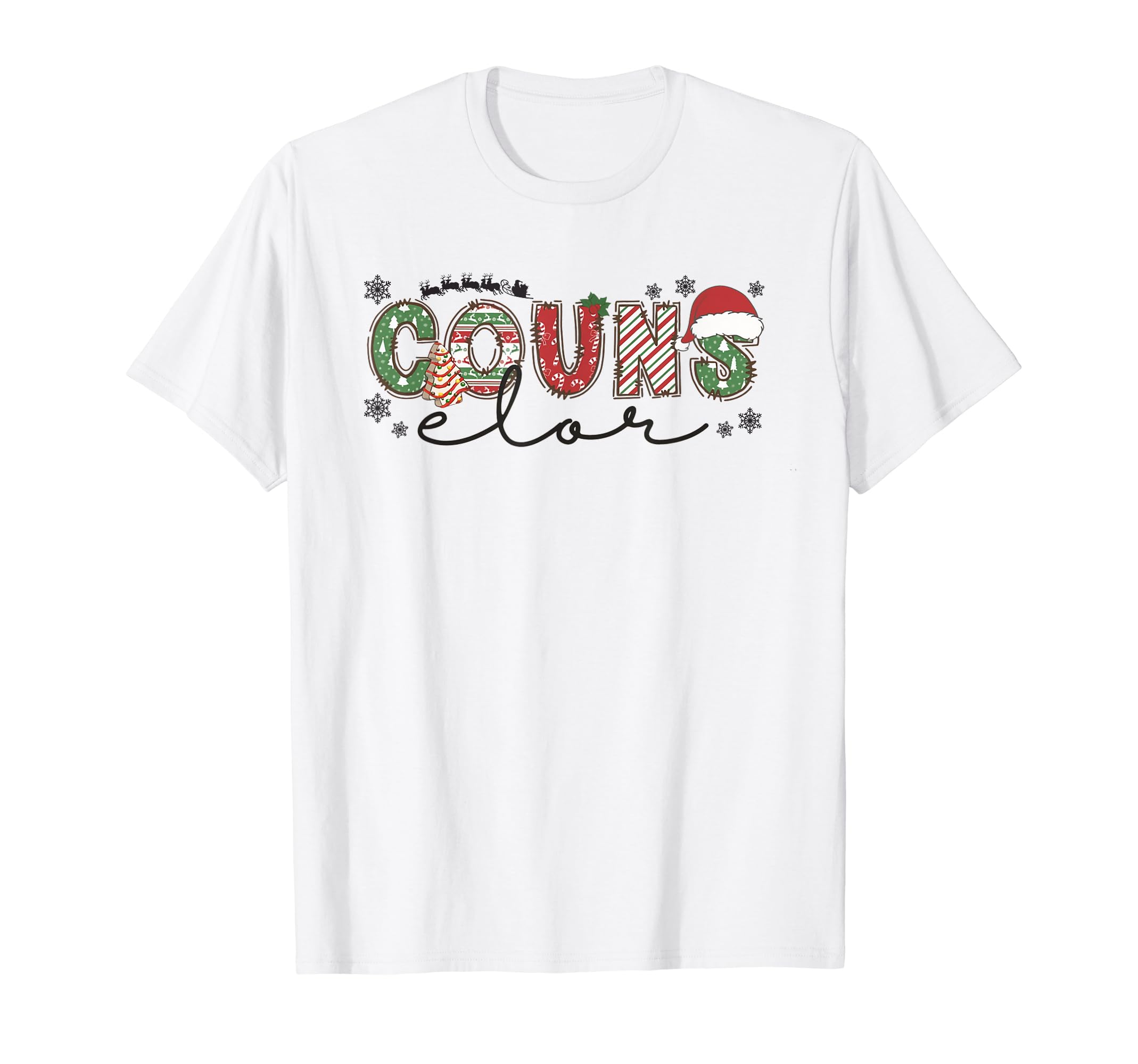 School Counselor Santa Hat School T-Shirt - Unique Graphic for Adults - T-Shirt, Sweatshirt, Hoodie