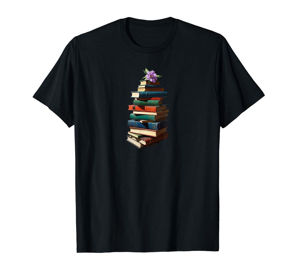 Book Worm Book Stack Reading Addict T-Shirt - Minimalist Print for Adults - T-Shirt, Sweatshirt, Hoodie