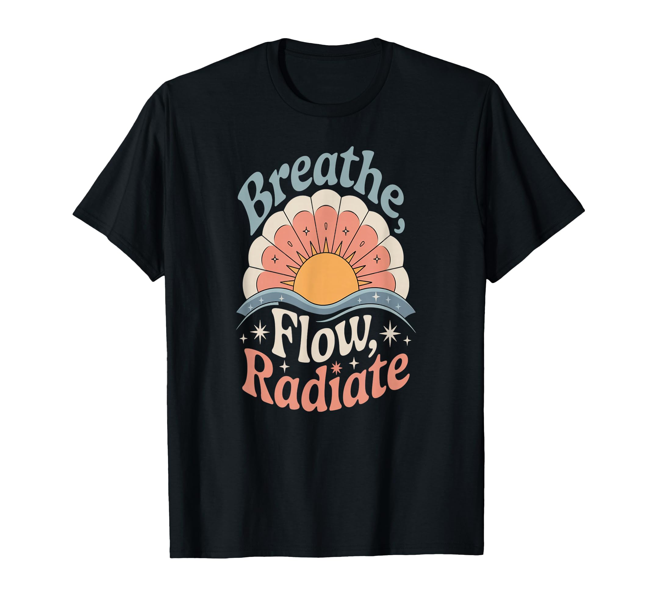 Breathe Flow Radiate Sunrise Yoga T-Shirt - Graphic Print Men Women - T-Shirt, Sweatshirt, Hoodie