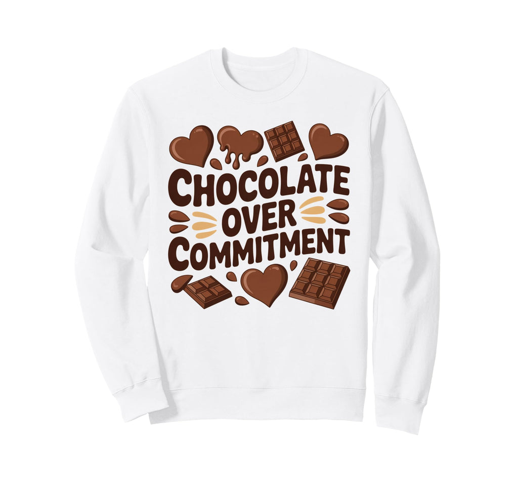Chocolate Over Commitment Funny Sweatshirt - Fun Novelty Design Men Women - T-Shirt, Sweatshirt, Hoodie