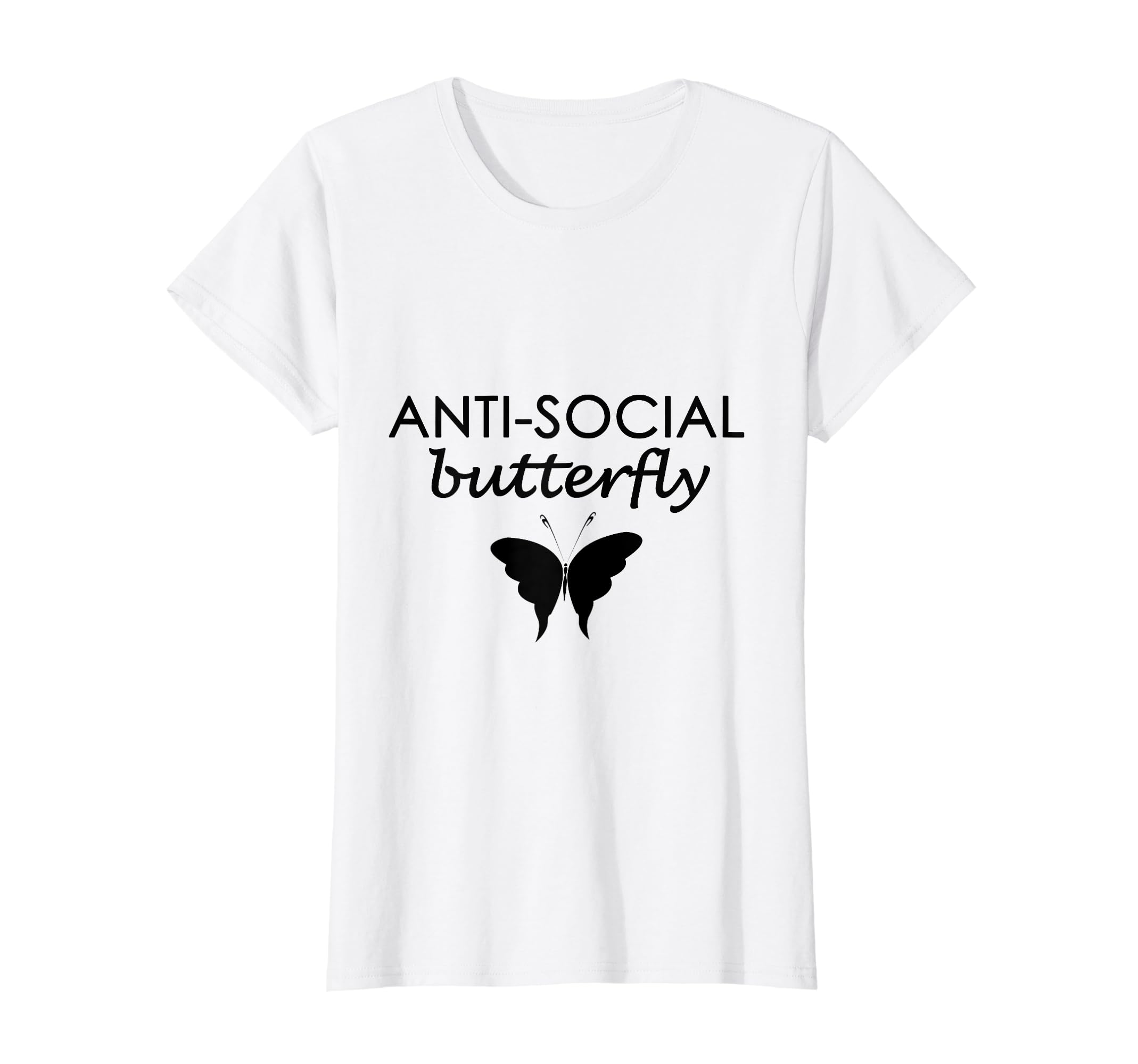 Womens Anti Social Butterfly Introvert T-Shirt - Unique Graphic for Adults - T-Shirt, Sweatshirt, Hoodie