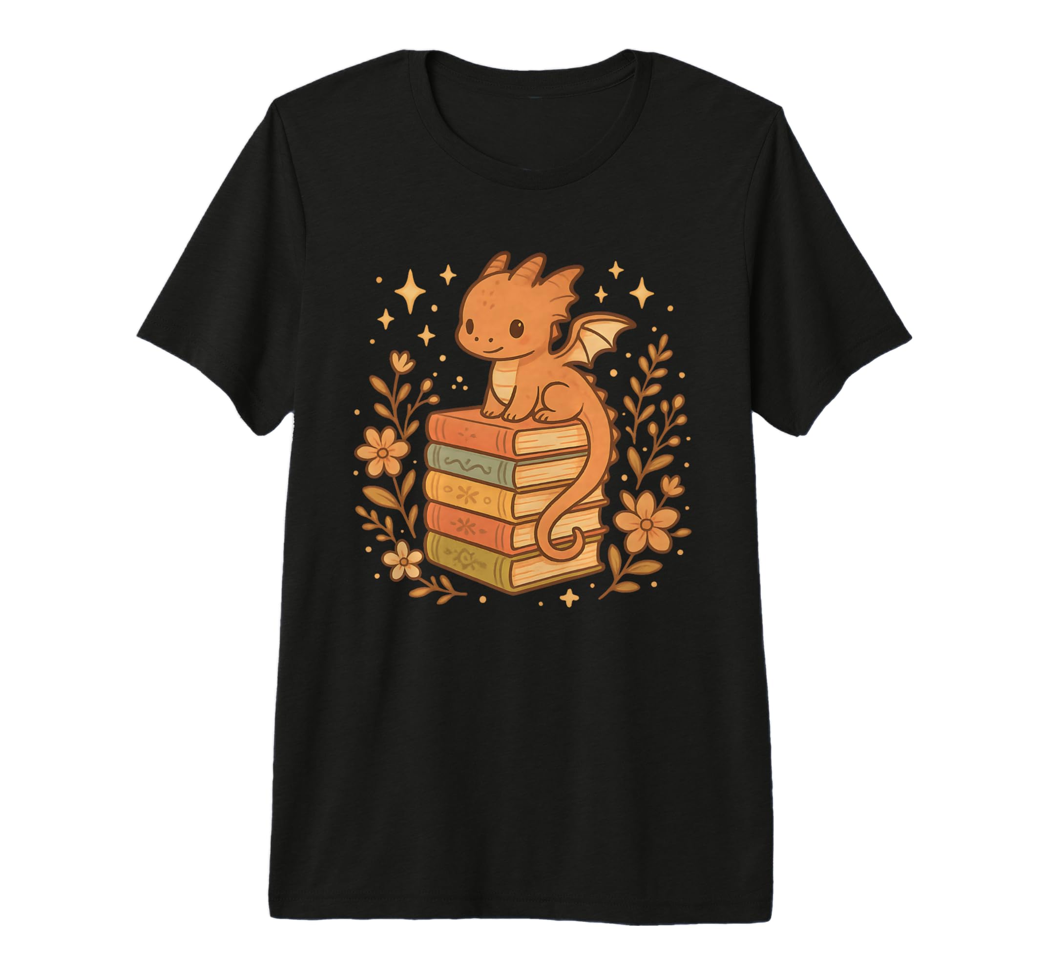 Dragon Book Stack Autumn Magic T-Shirt - Minimalist Print Men Women - T-Shirt, Sweatshirt, Hoodie