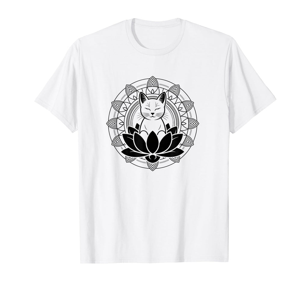 Yoga Cat Lotus Flower Mindfulness T-Shirt - Custom Art Print Men Women - T-Shirt, Sweatshirt, Hoodie