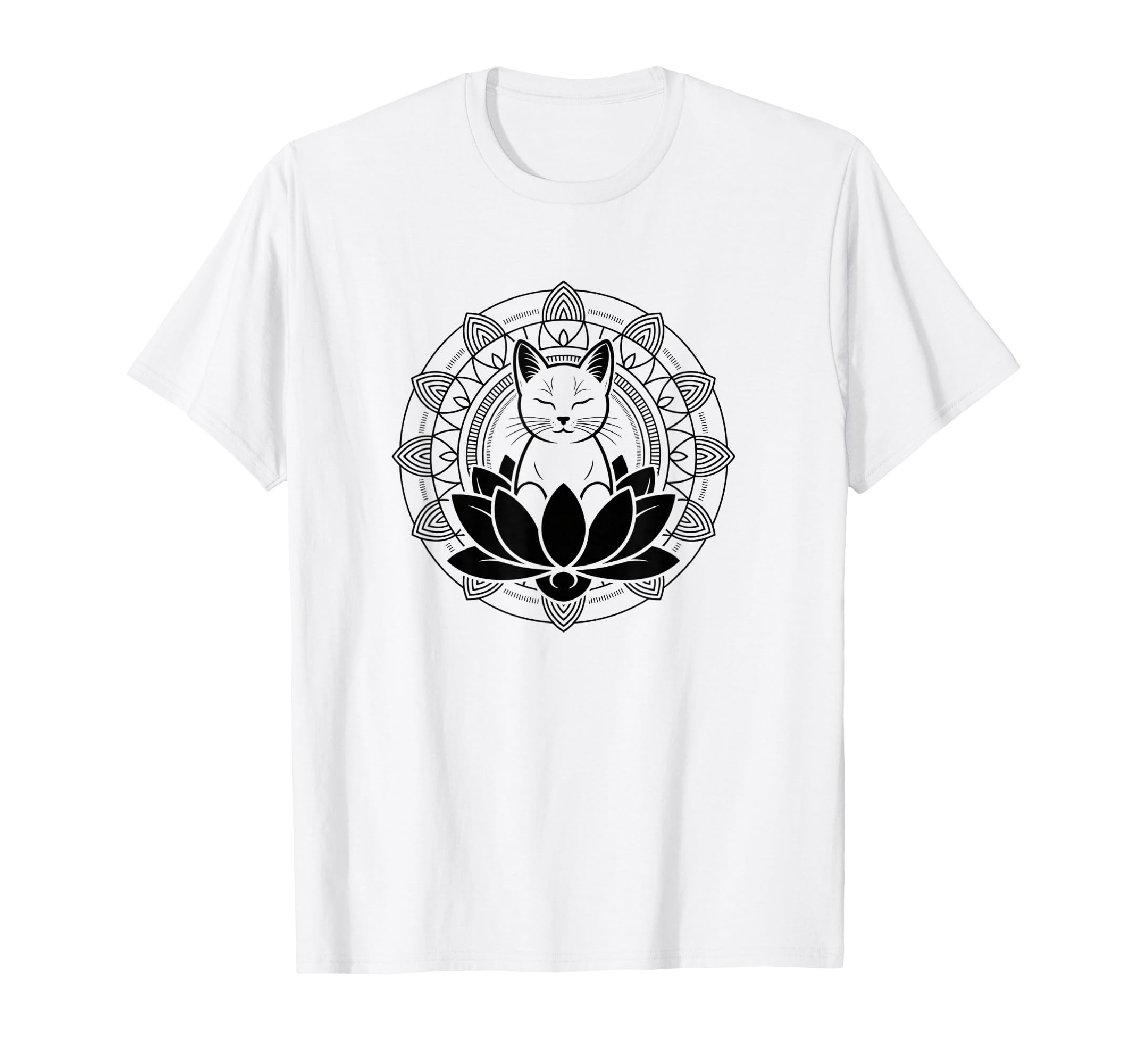 Yoga Cat Lotus Flower Mindfulness T-Shirt - Custom Art Print Men Women - T-Shirt, Sweatshirt, Hoodie
