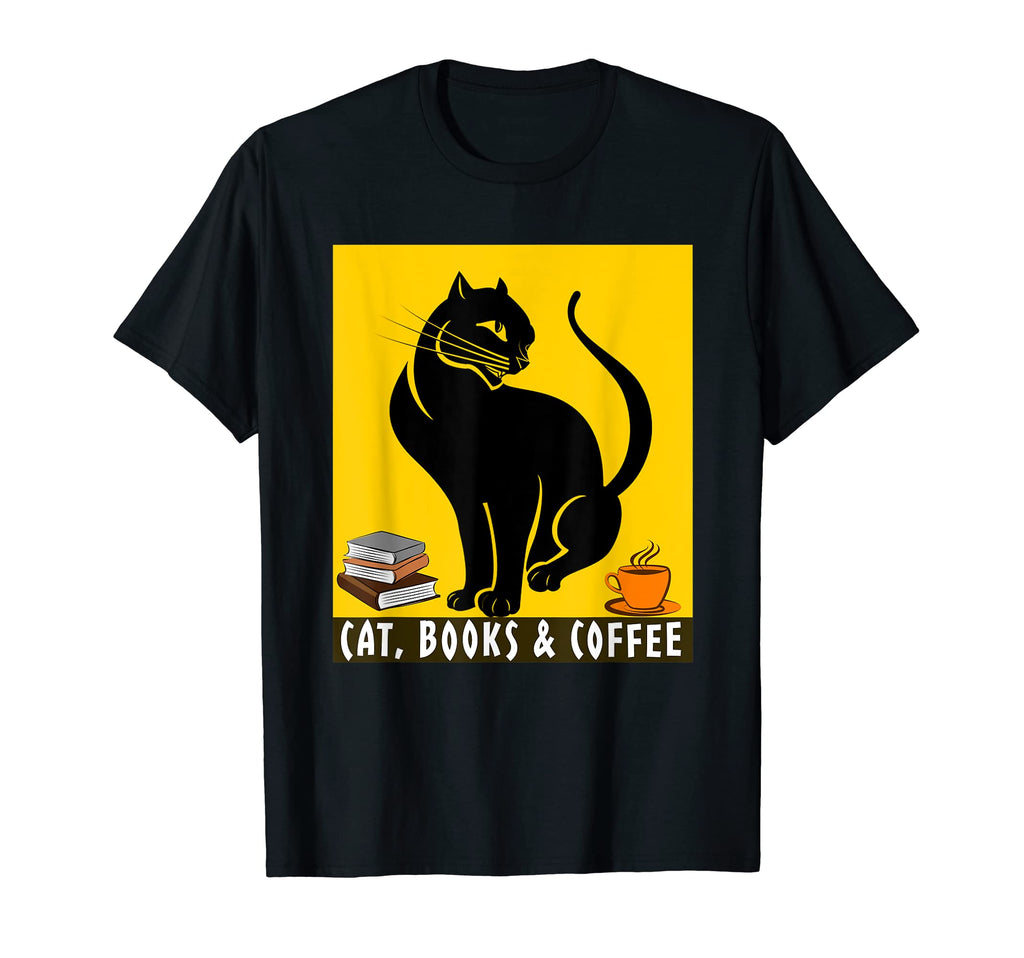 Cat Books And Coffee T-Shirt - Novelty Apparel Unisex - T-Shirt, Sweatshirt, Hoodie
