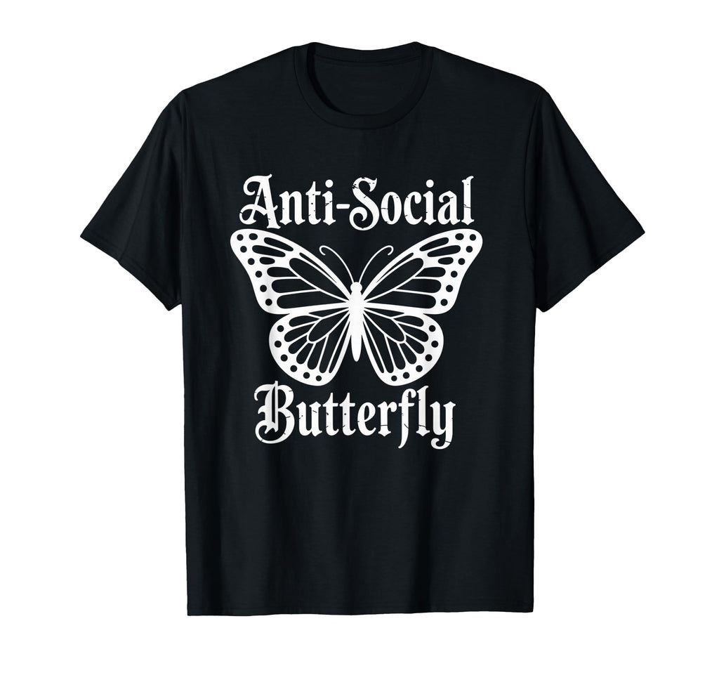 Gothic Antisocial Butterfly T-Shirt - Minimalist Print for Adults - T-Shirt, Sweatshirt, Hoodie