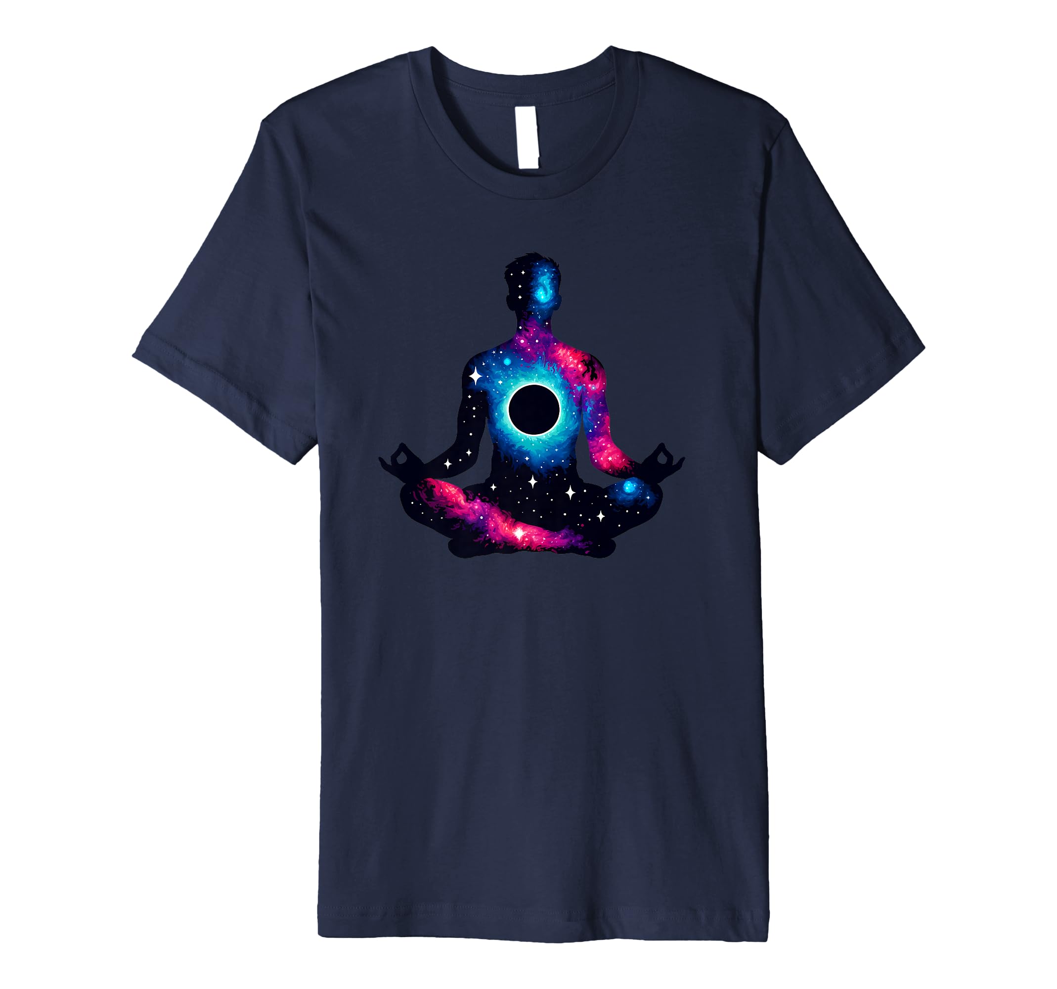 Meditation Silhouette Space Galaxy T-Shirt - Casual Everyday Wear Unisex - T-Shirt, Sweatshirt, Hoodie