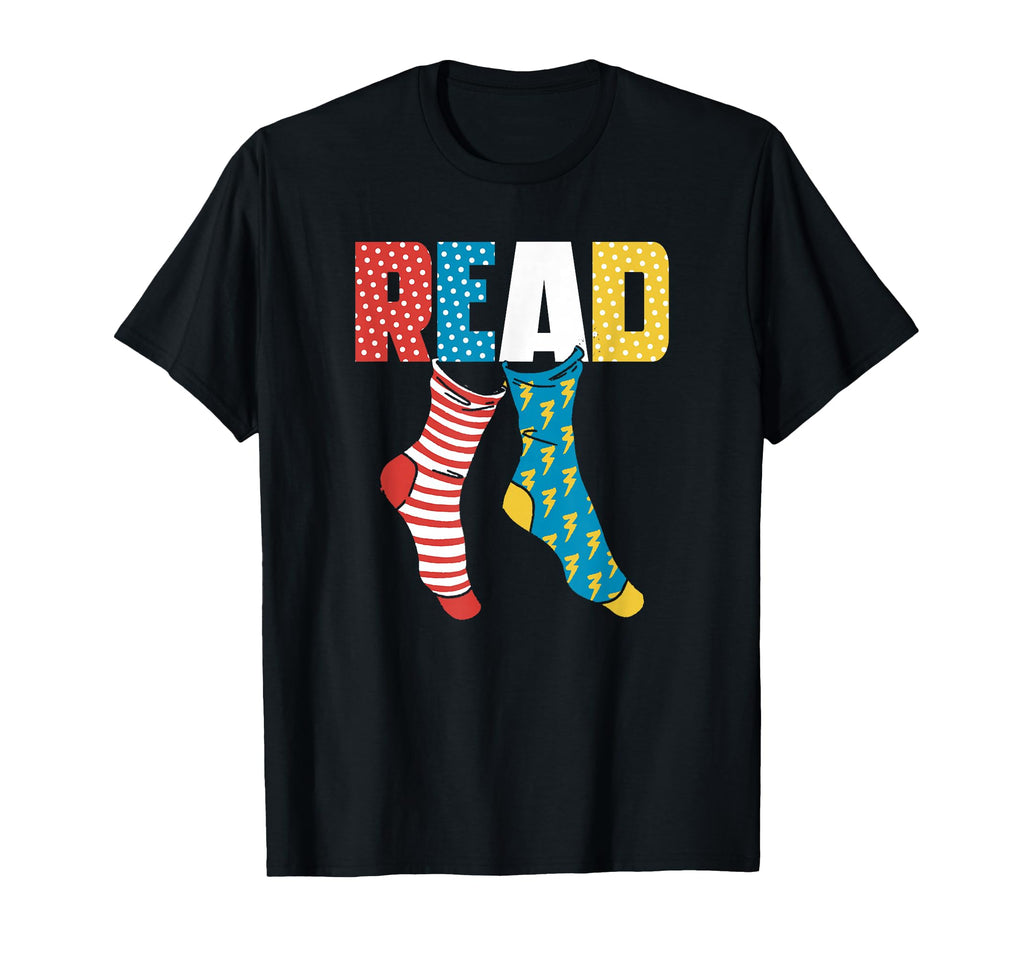 Read Books Wacky Socks Reading T-Shirt - Custom Art Print for Adults - T-Shirt, Sweatshirt, Hoodie