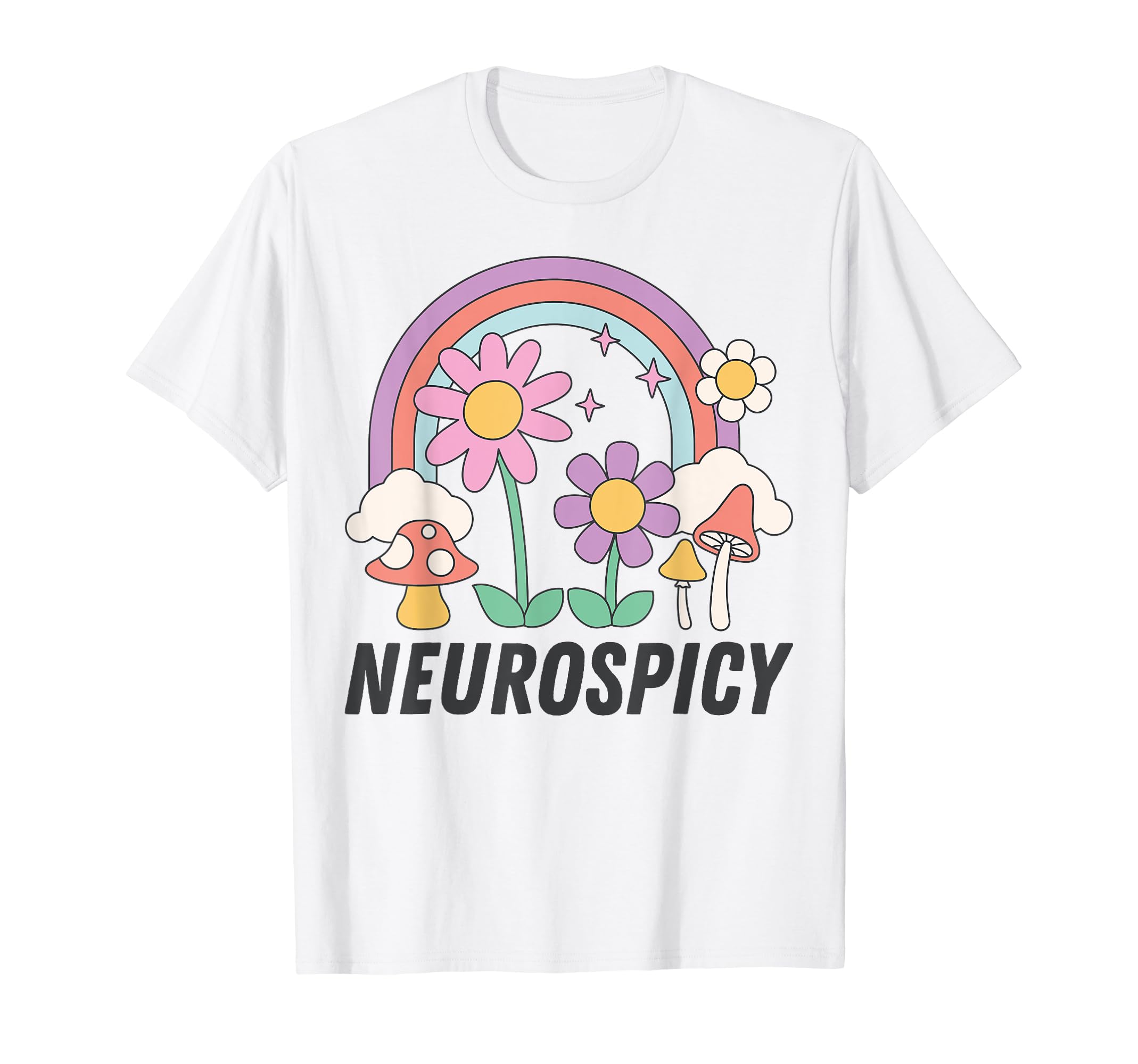 Neurospicy Rainbow Groovy Adhd T-Shirt - Trendy Graphic Unisex - T-Shirt, Sweatshirt, Hoodie