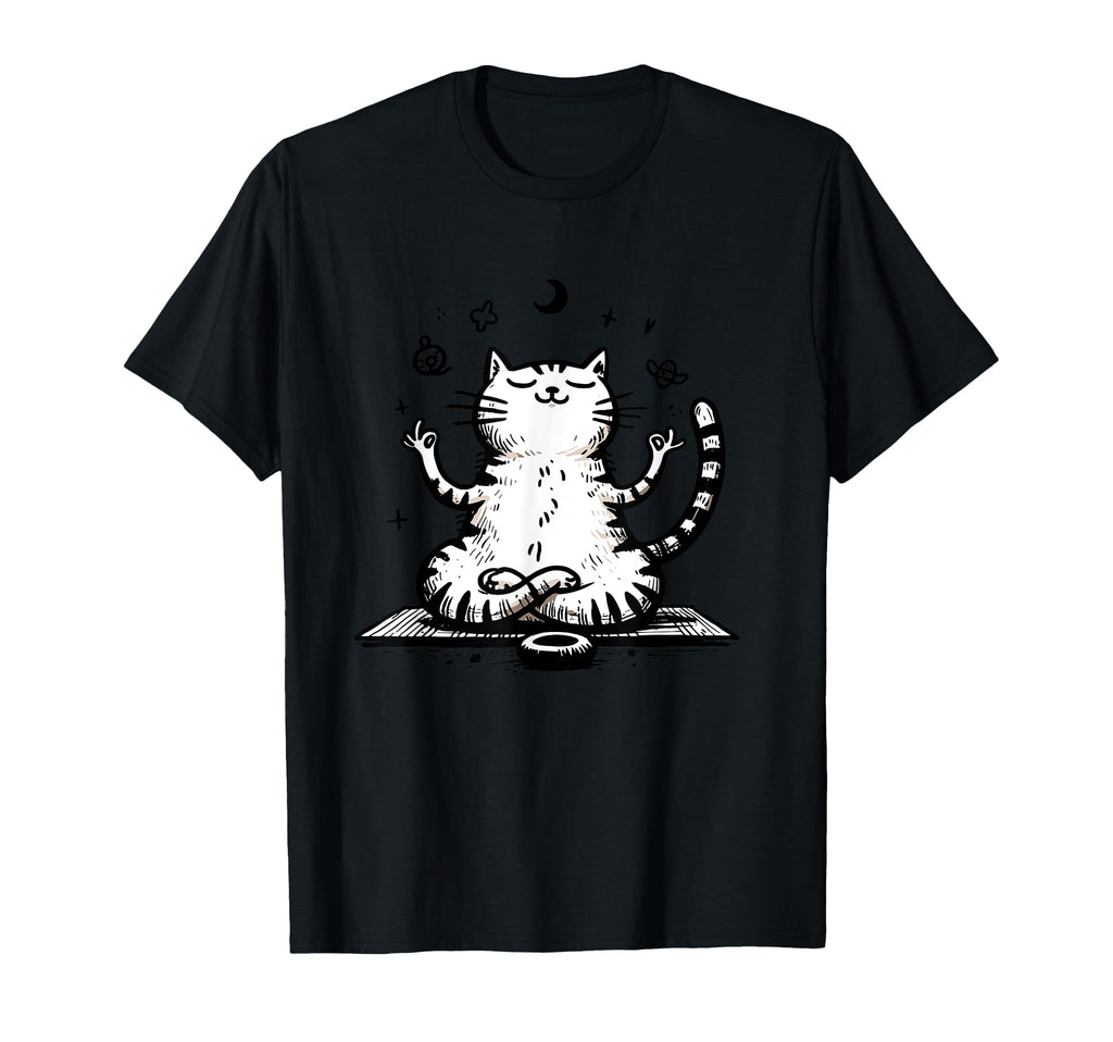 Meditation Cat Yoga Pose Relaxing Animal T-Shirt - Minimalist Print Unisex - T-Shirt, Sweatshirt, Hoodie