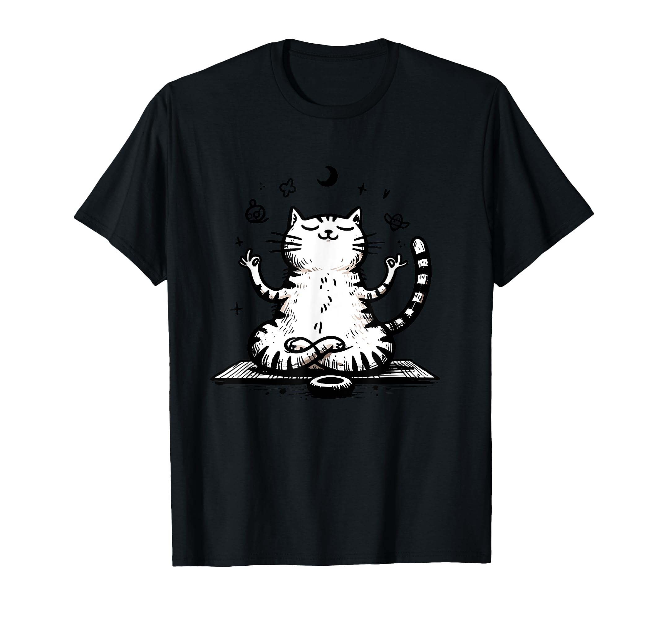 Meditation Cat Yoga Pose Relaxing Animal T-Shirt - Minimalist Print Unisex - T-Shirt, Sweatshirt, Hoodie