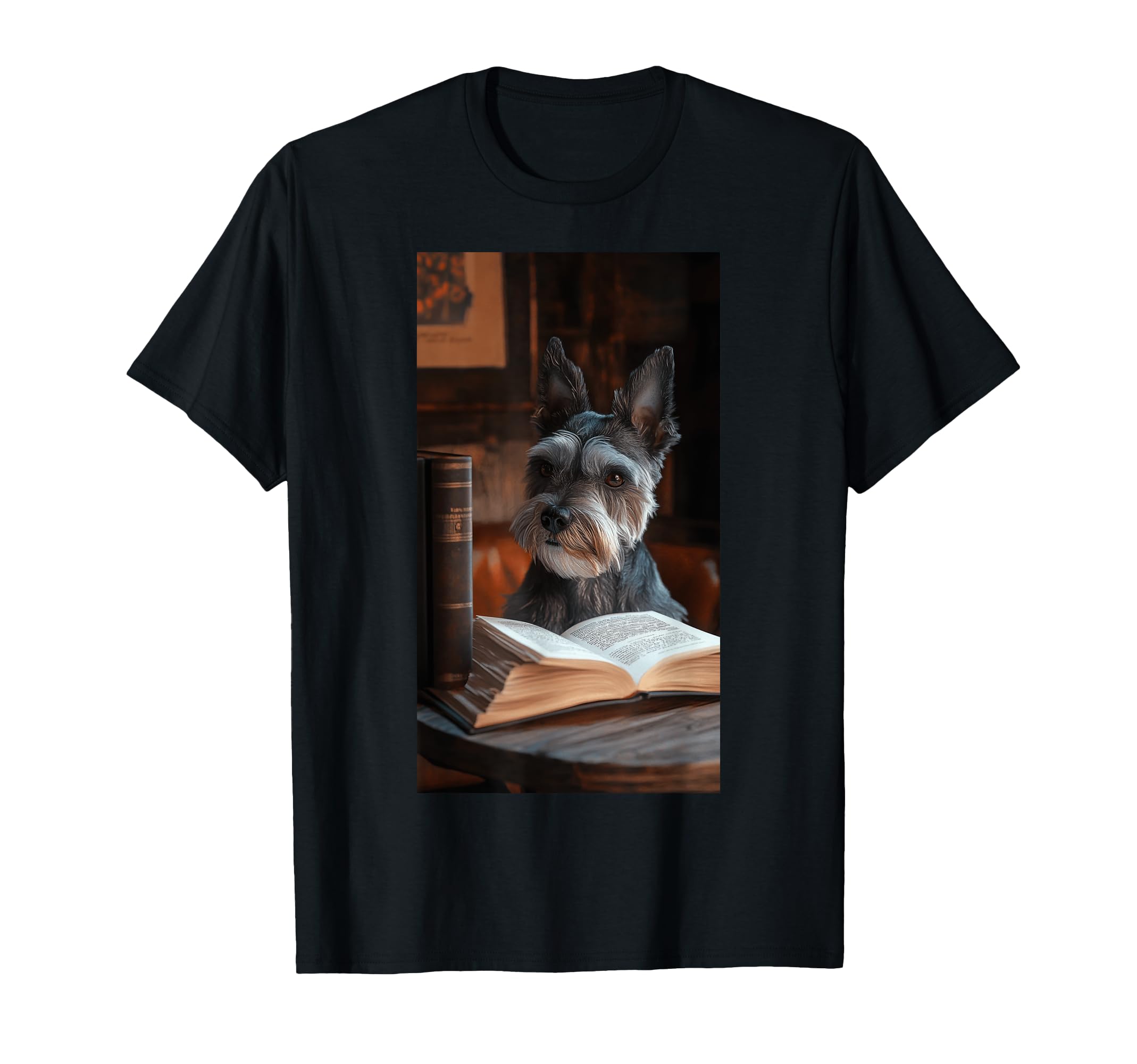 Miniature Schnauzer Reading Dog T-Shirt - Custom Art Print for Adults - T-Shirt, Sweatshirt, Hoodie