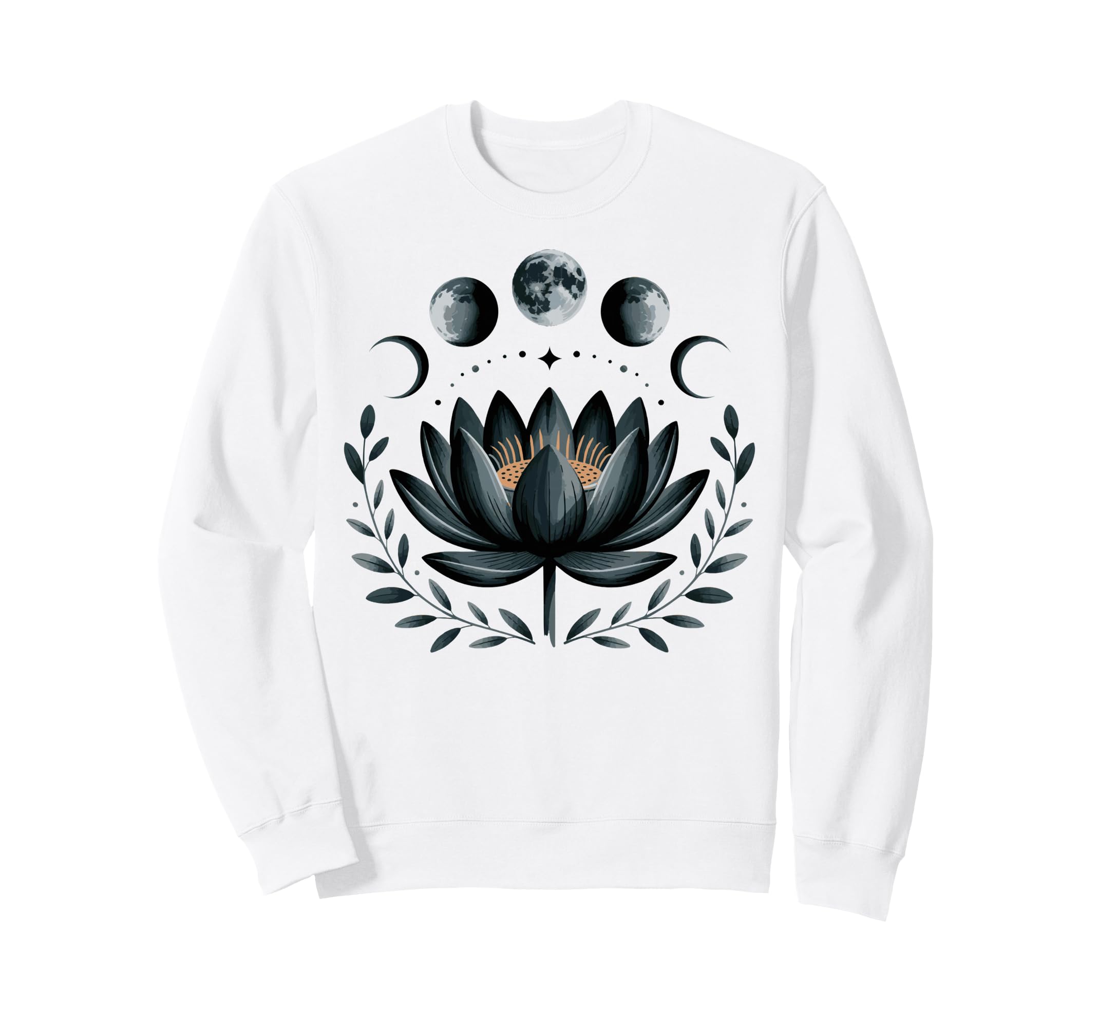 Lotus Flower Moon Phases Zen Sweatshirt - Aesthetic Graphic for Adults - T-Shirt, Sweatshirt, Hoodie