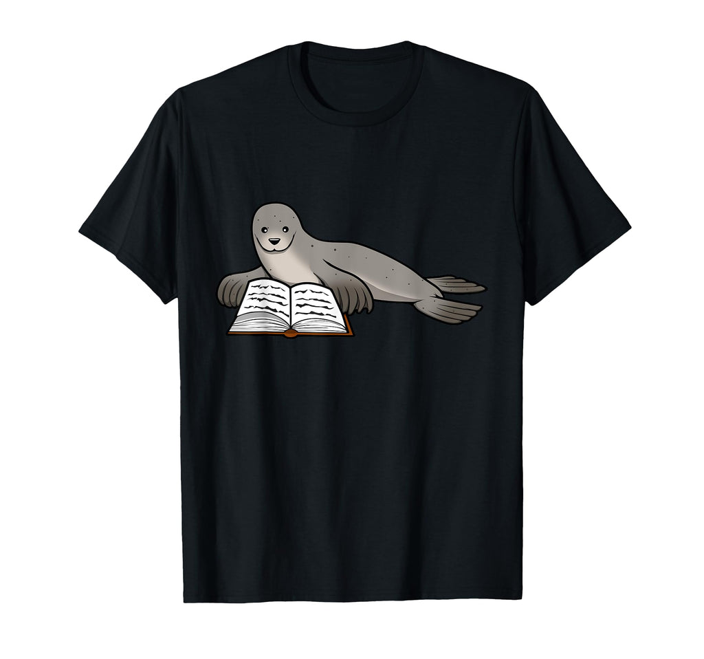 Seal Reading Books Literature Student Sea T-Shirt - Trendy Graphic Unisex - T-Shirt, Sweatshirt, Hoodie