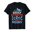 Easily Distracted Cats And Books T-Shirt - Graphic Print for Adults - T-Shirt, Sweatshirt, Hoodie